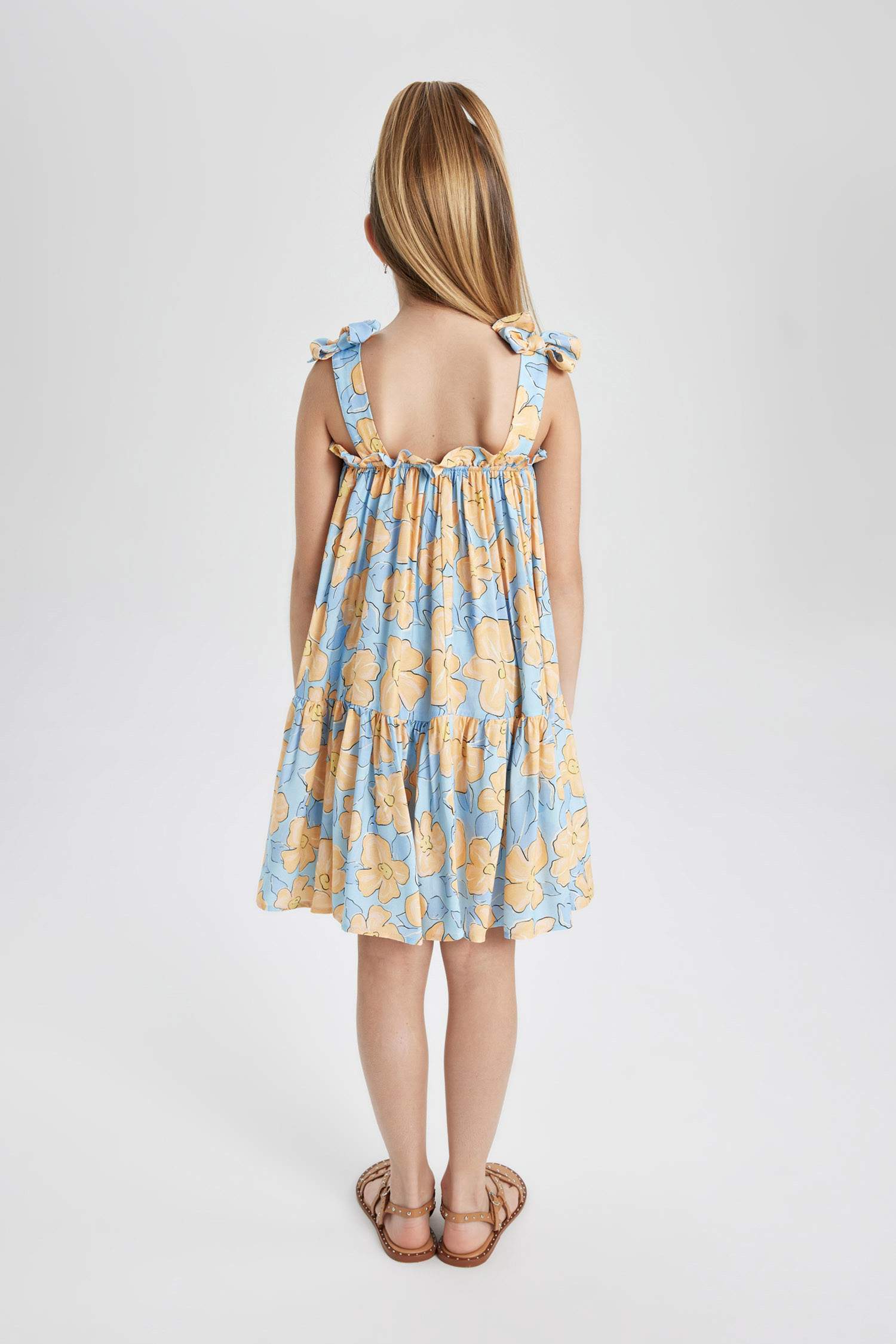 Girl Strappy Floral Patterned Dress