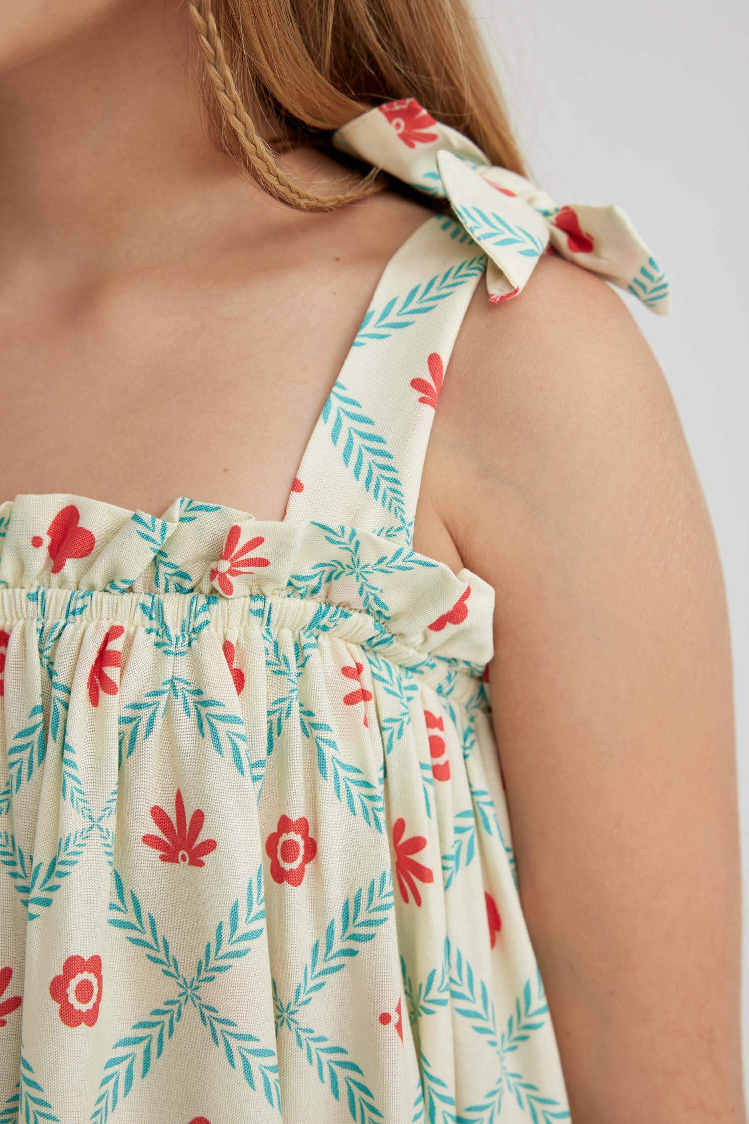 Girl Strappy Patterned Dress