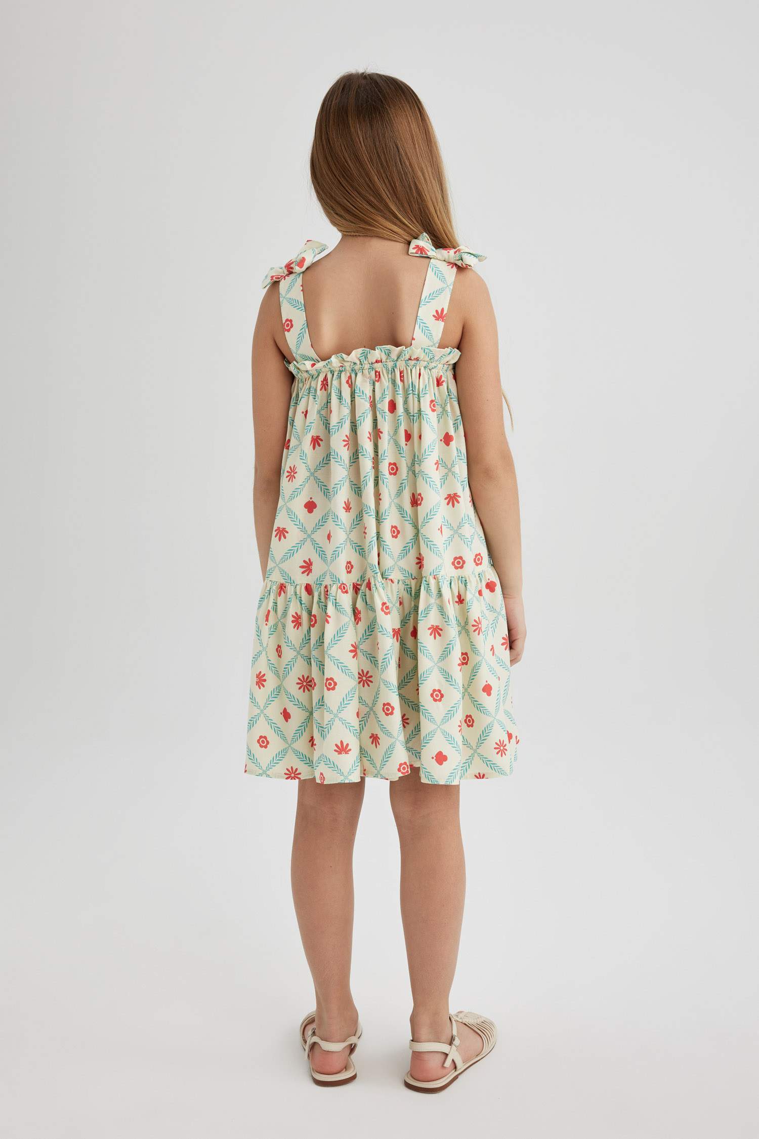 Girl Strappy Patterned Dress