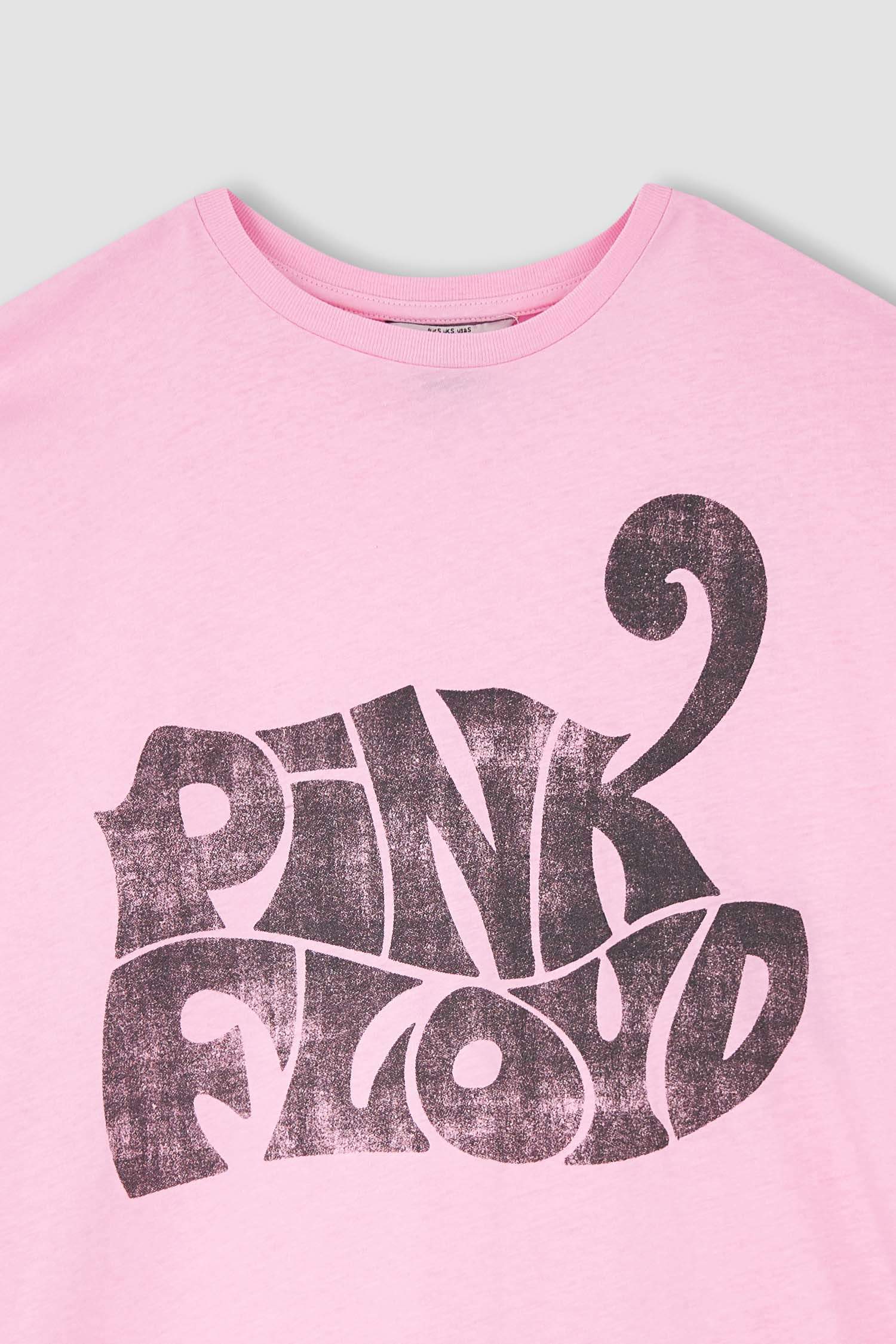 Defacto Pink Floyd Oversize Fit Bisiklet Yaka Kısa Kollu Tişört. 9