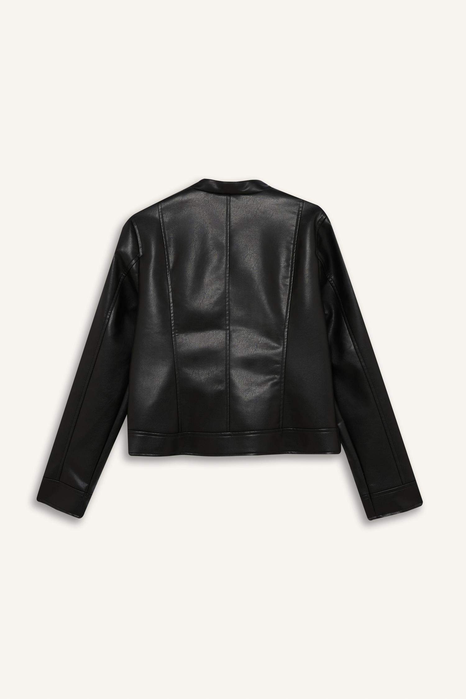 Water Repellent Faux Leather Biker Jacket