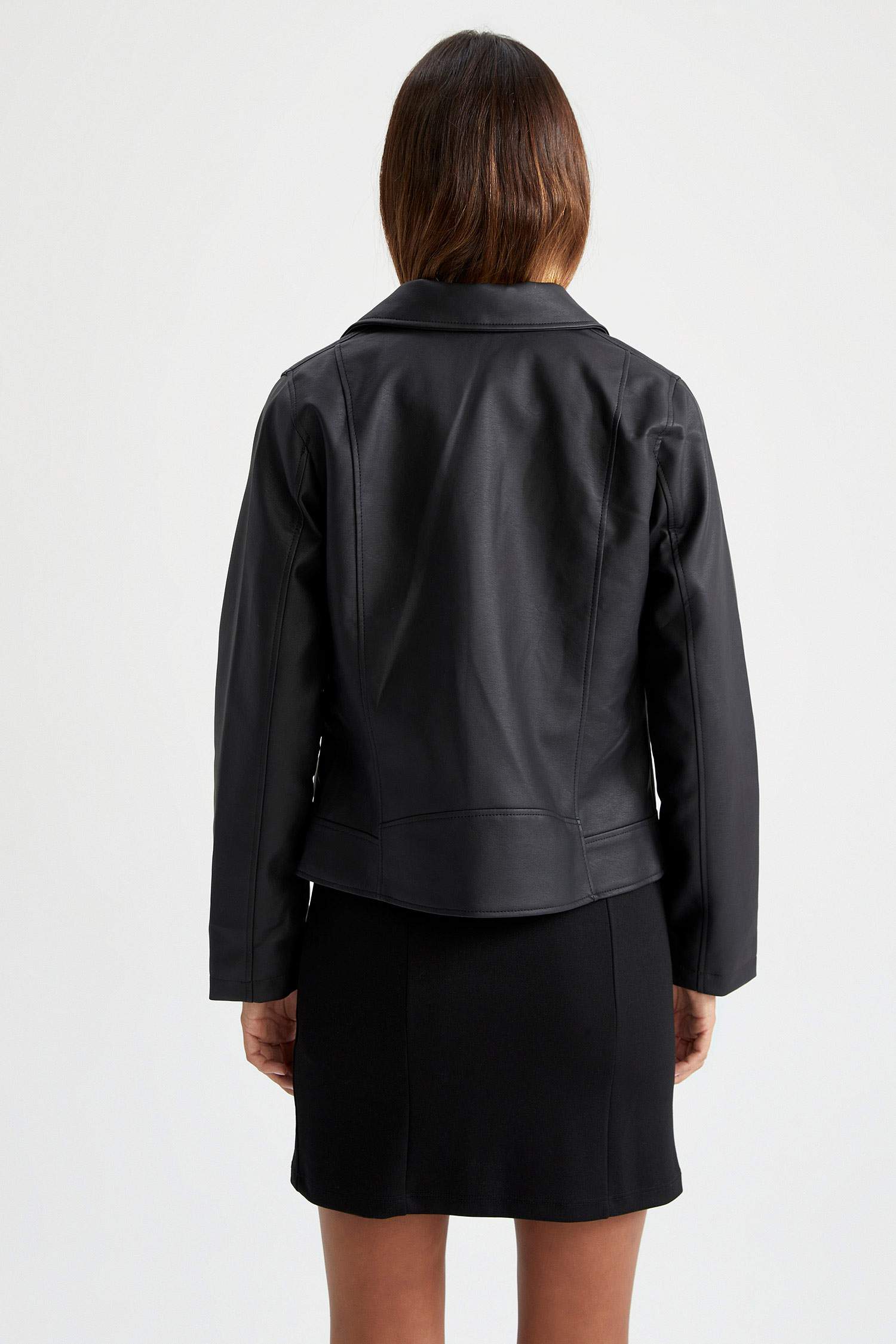 Su İtici Suni Deri Blazer Biker Ceket