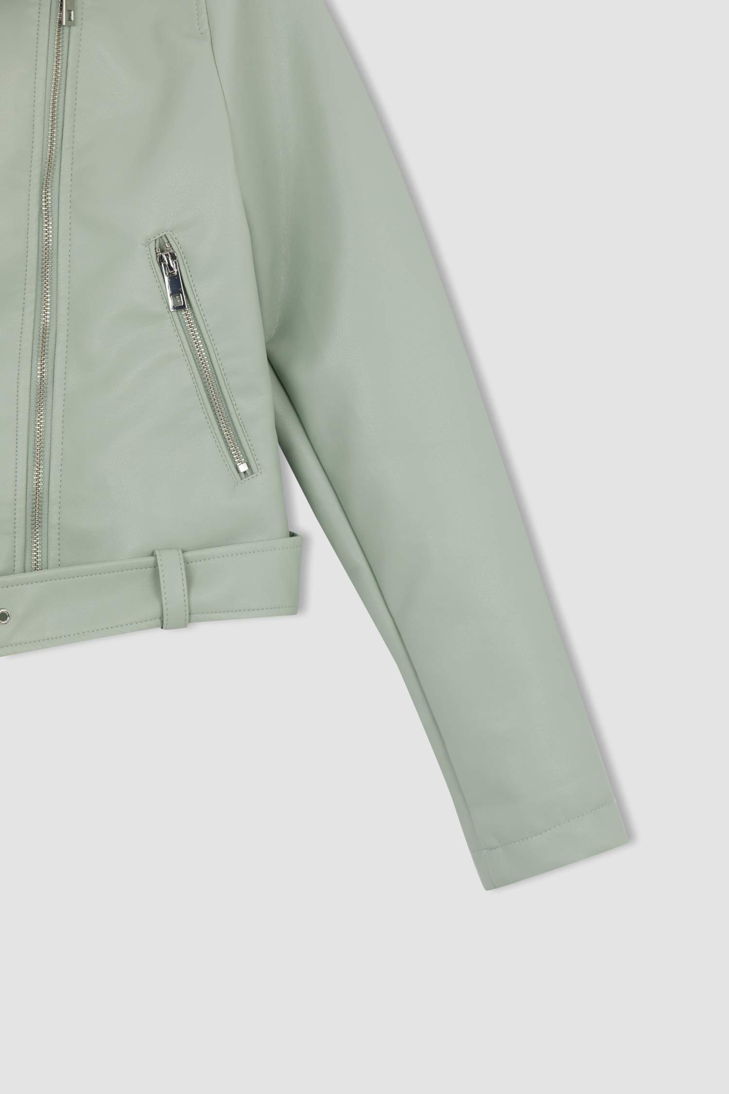 Mint green moto on sale jacket