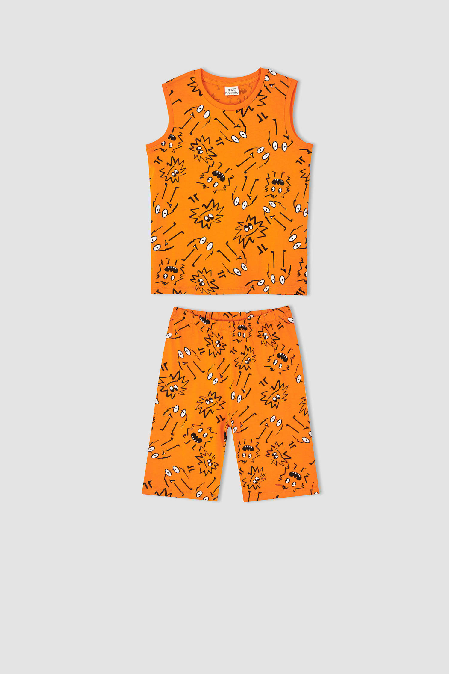 Defacto Erkek Çocuk Desenli Kolsuz Kapri Pijama Takım. 4