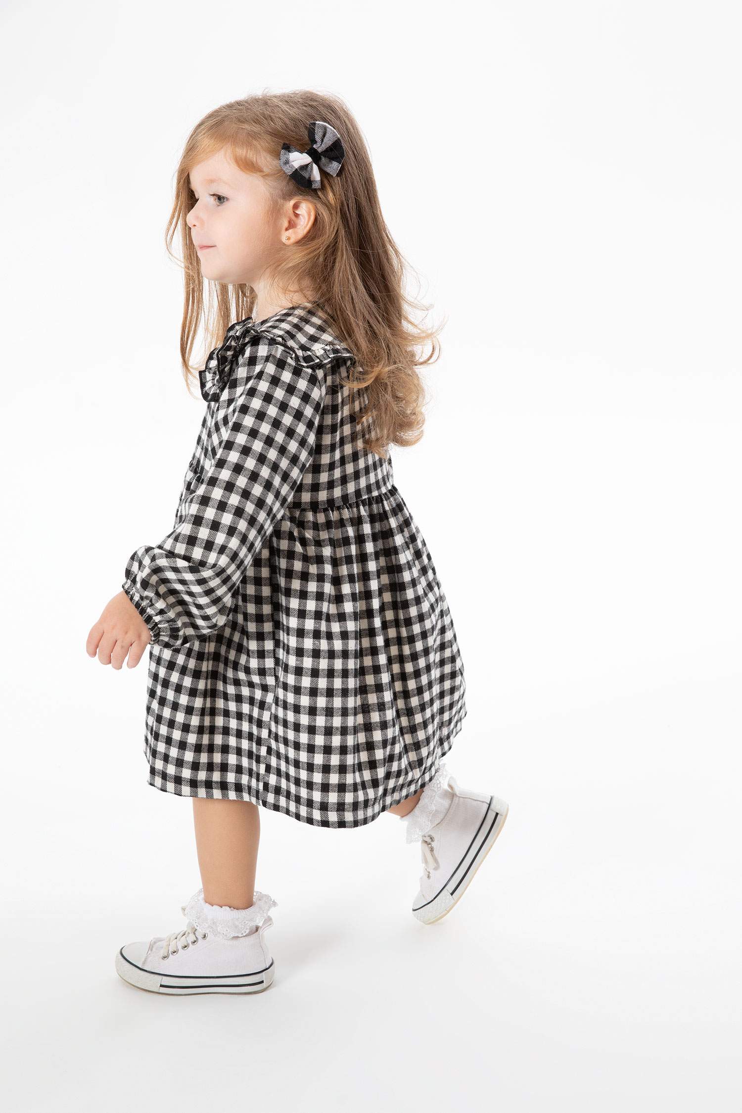 Regular Fit Plaid Long Sleeve Woven Dress