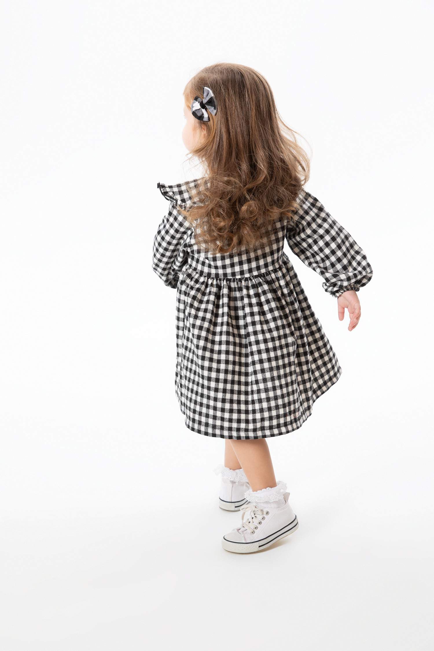 Regular Fit Plaid Long Sleeve Woven Dress