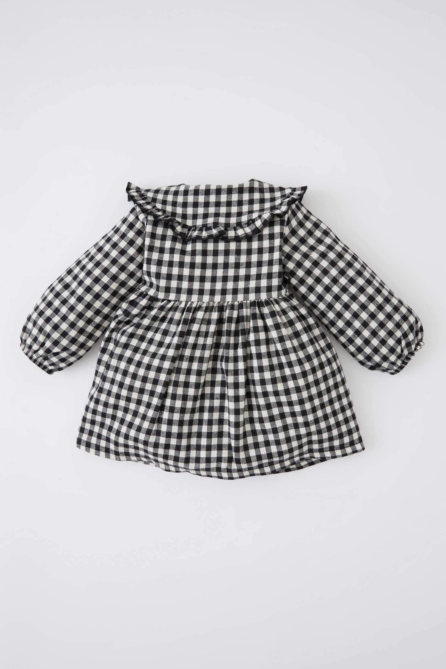 Regular Fit Plaid Long Sleeve Woven Dress