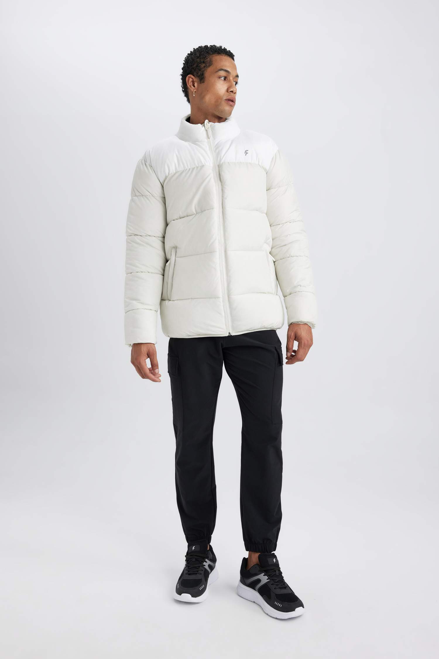 DeFactoFit Su İtici Şişme Mont Rüzgar Geçirmez Oversize Geniş Kalıp Fermuarlı Cepli