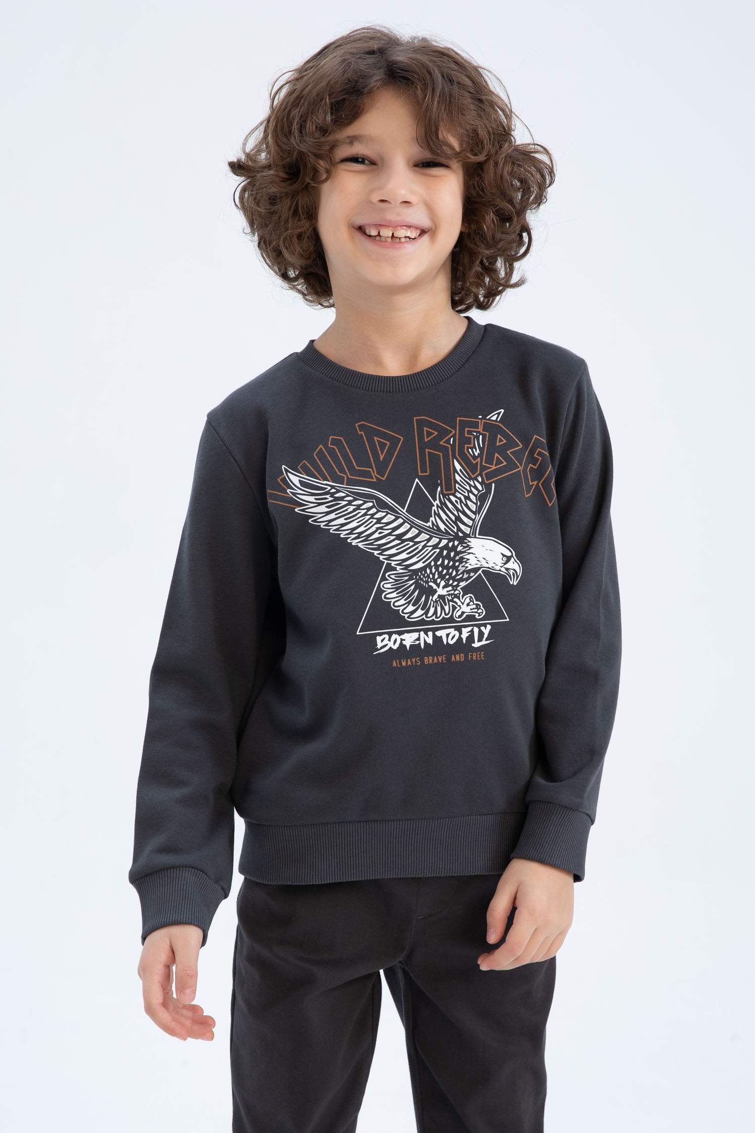 Erkek Çocuk Bisiklet Yaka Sweatshirt