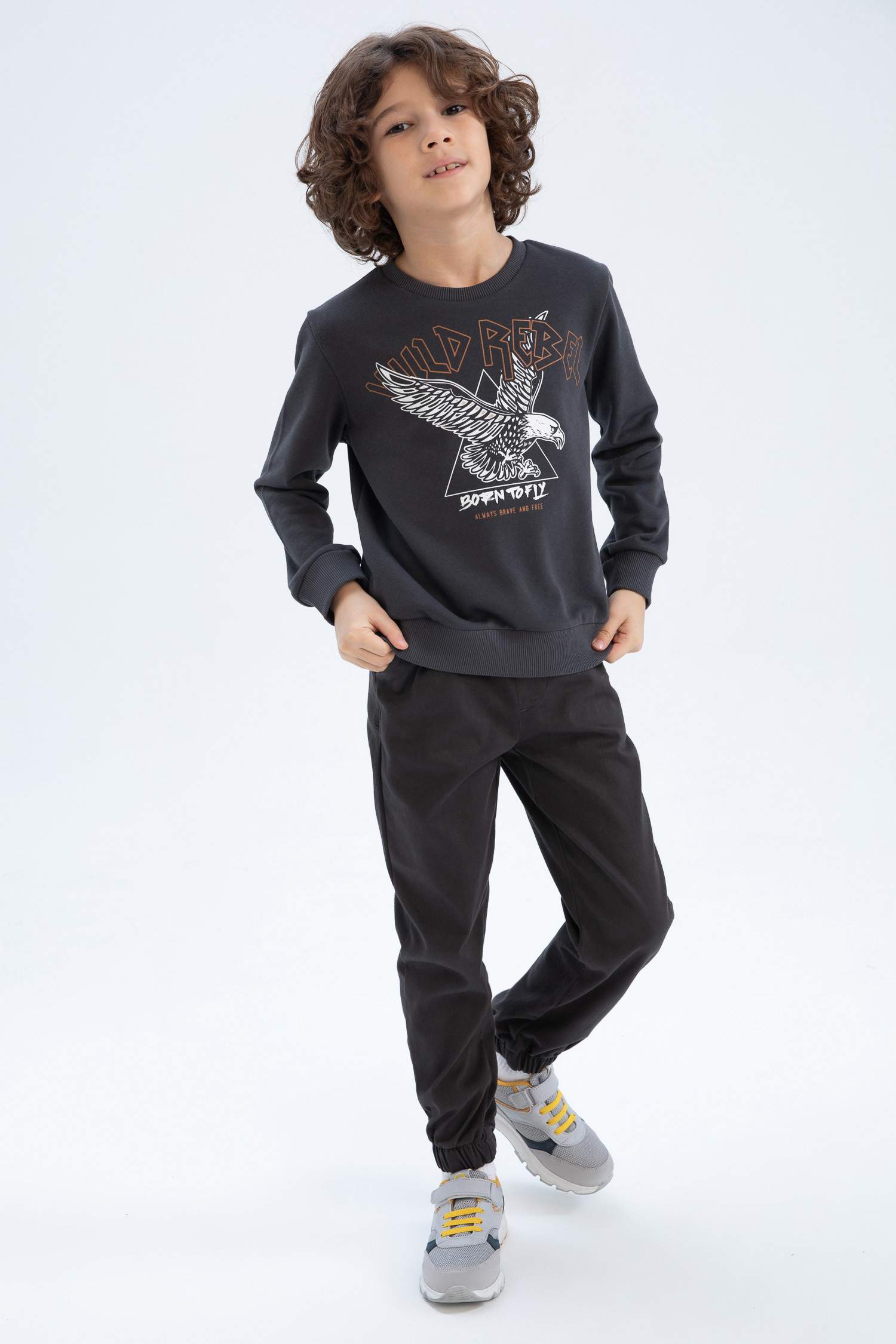 Erkek Çocuk Bisiklet Yaka Sweatshirt