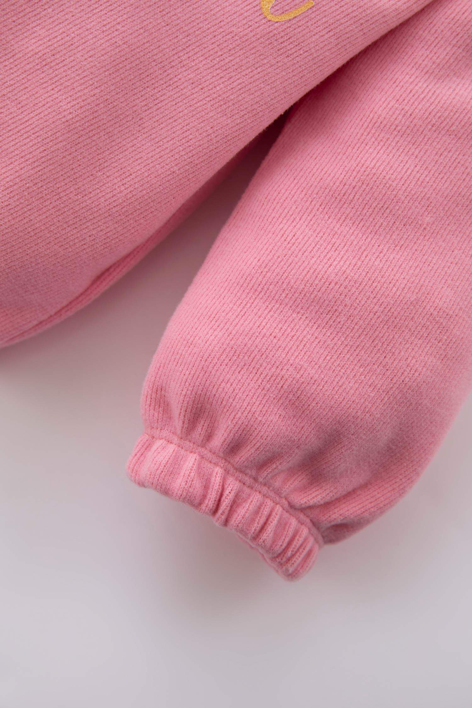 Kız Bebek Regular Fit Bisiklet Yaka Slogan Baskılı Selanik Kumaş Sweatshirt