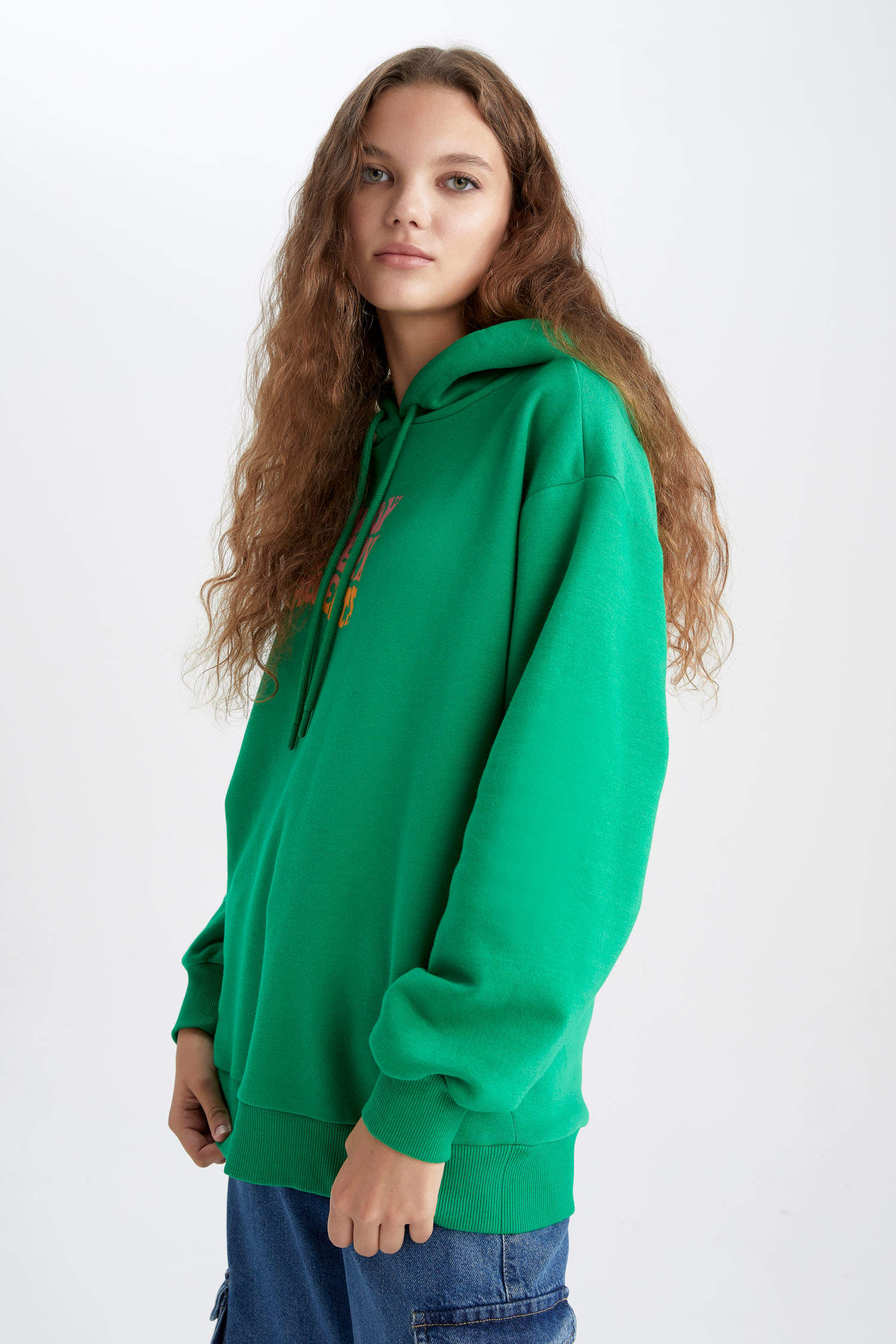 Green Woman Oversize Fit Printed Sweatshirt 2682851 | DeFacto