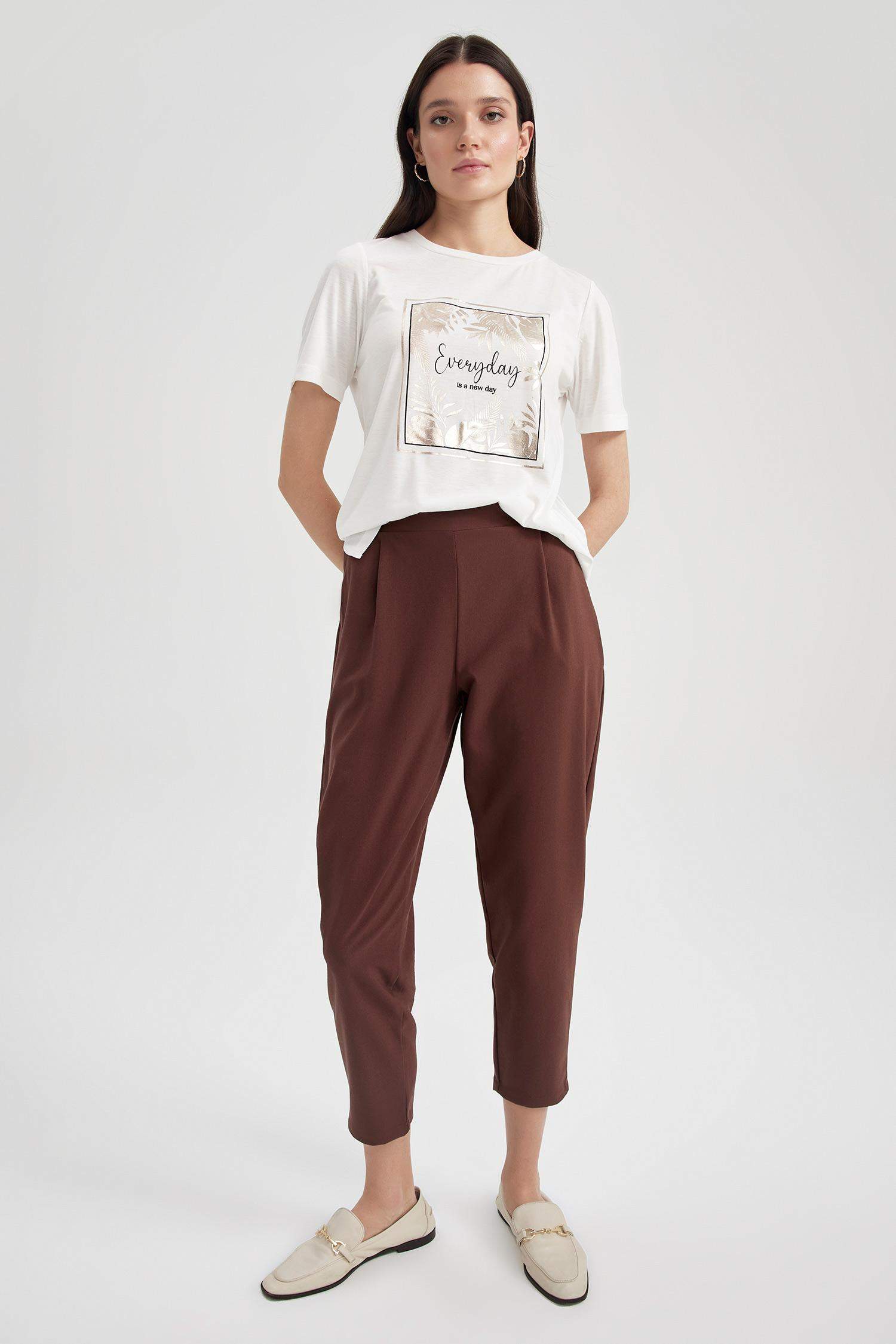 Brown WOMAN jogger Elastic Band Trousers 2647022