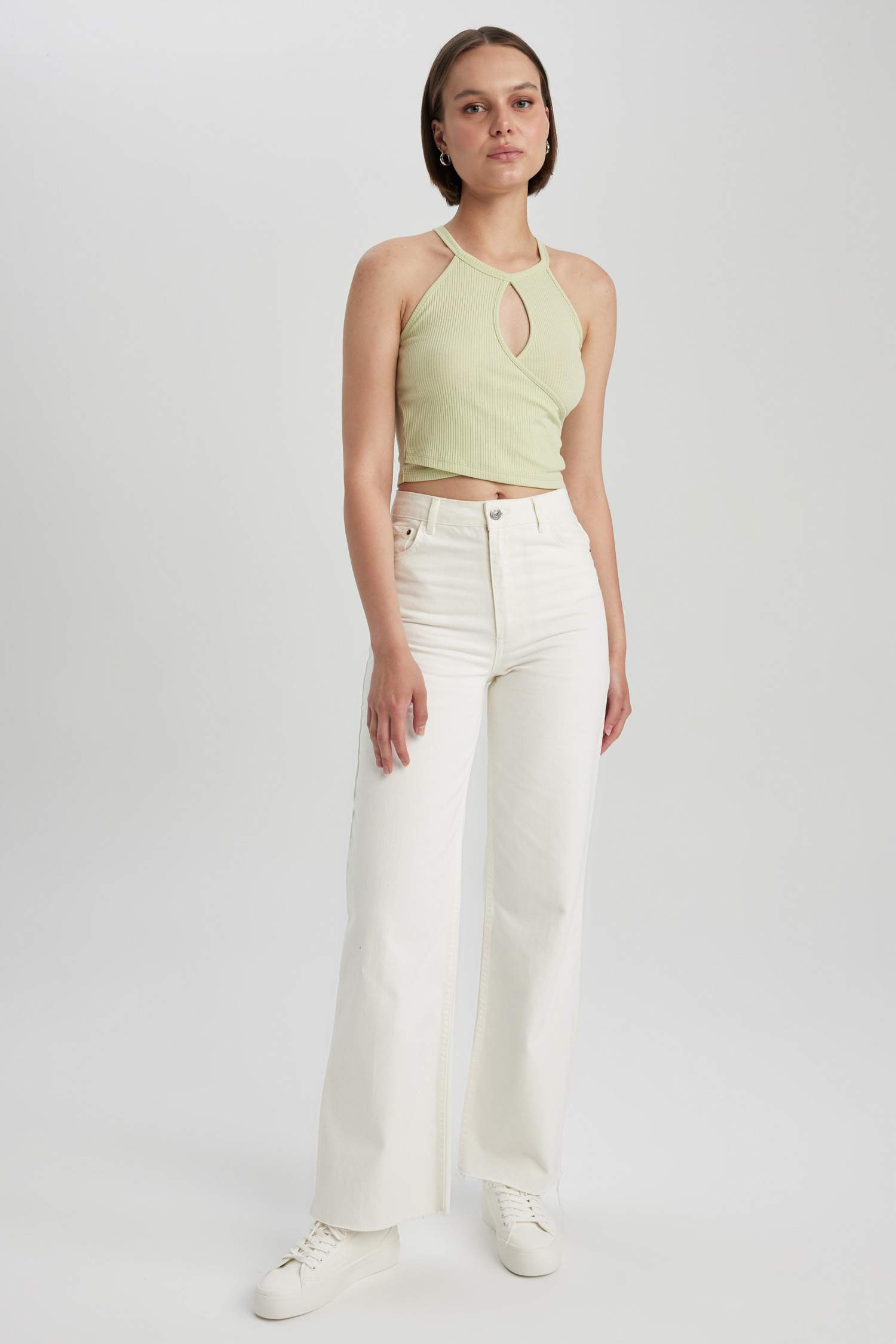 Débardeur Crop Top Slim à col licou