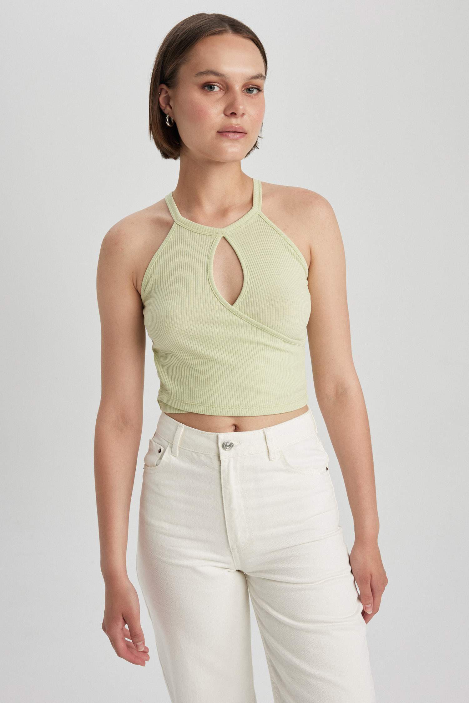 Débardeur Crop Top Slim à col licou