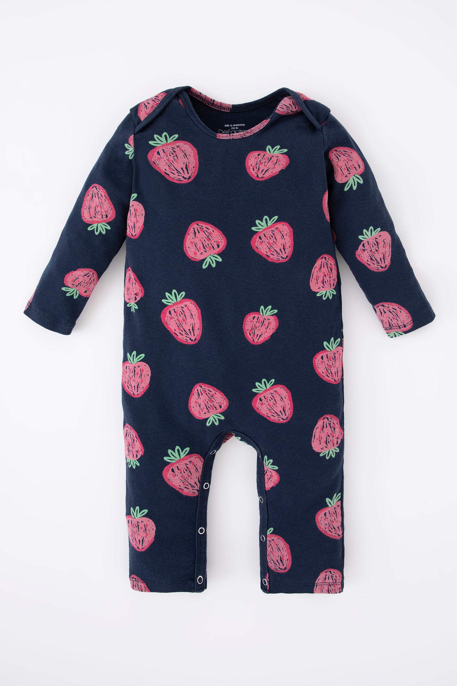 Navy BABY GIRL Baby Girl Fruit Patterned Rib Jumpsuit 2690661 DeFacto