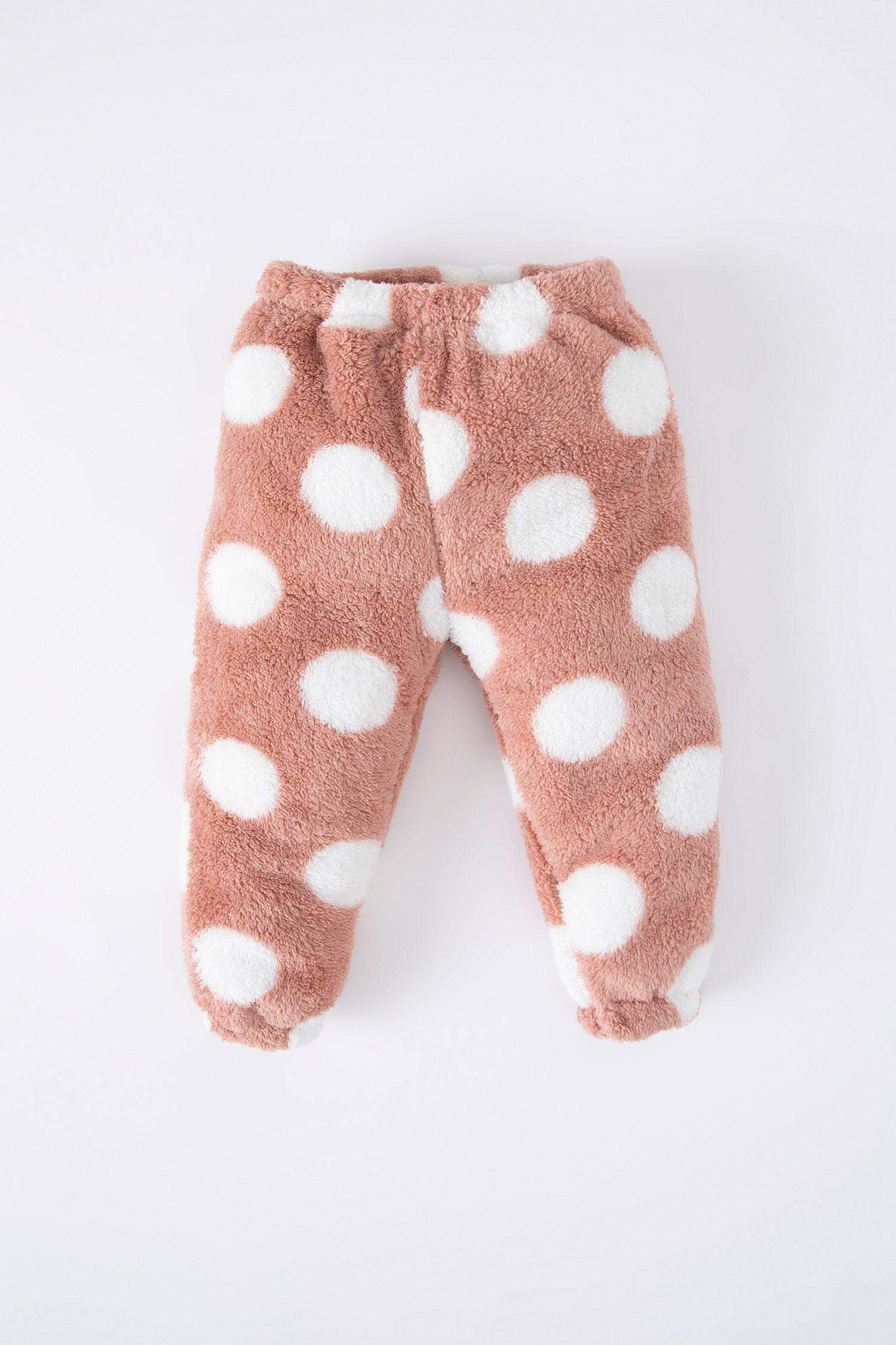 Kız Bebek Puantiyeli Welsoft Pelüş Eşofman Altı