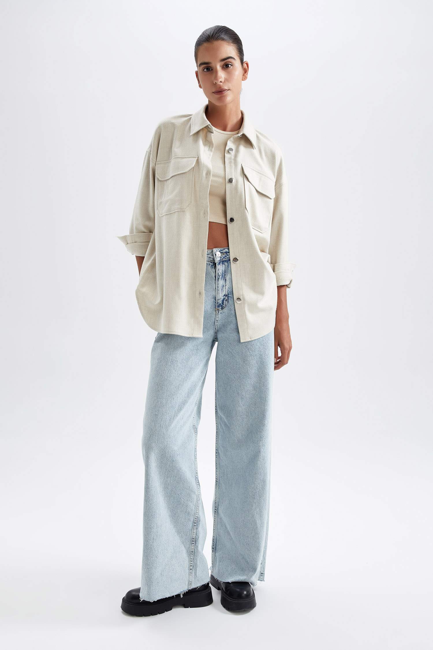 Shirt Collar Flannel Long Sleeve Shirt