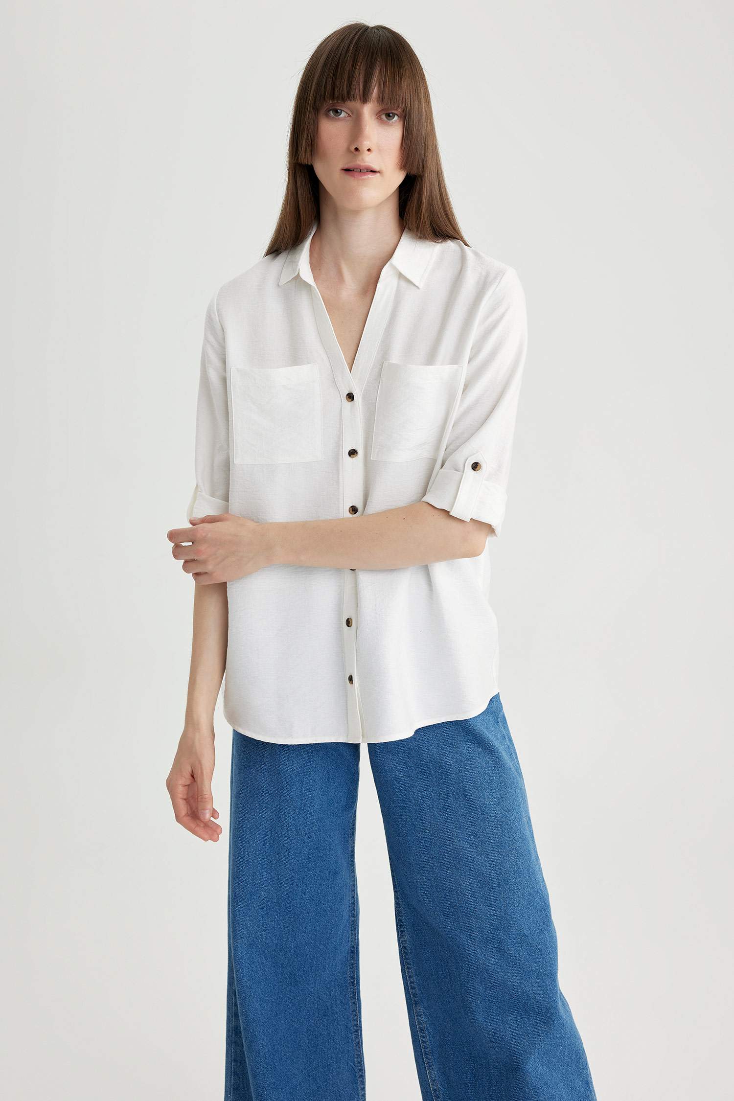 Regular Fit Shirt Collar Long Sleeve Shirt