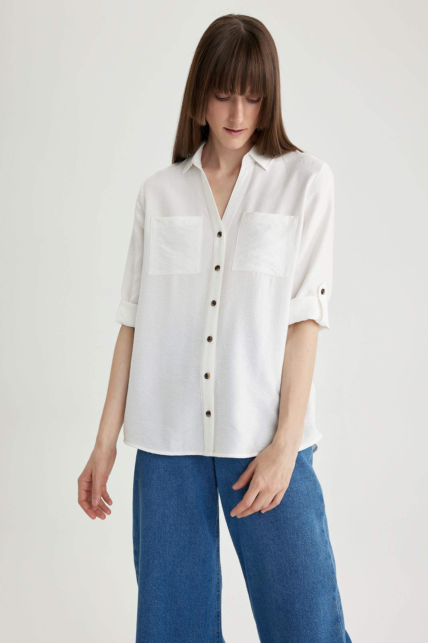 Regular Fit Shirt Collar Long Sleeve Shirt