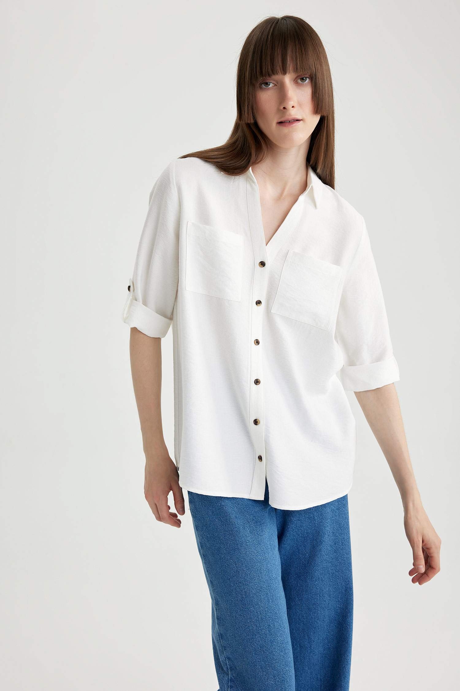 Regular Fit Shirt Collar Long Sleeve Shirt