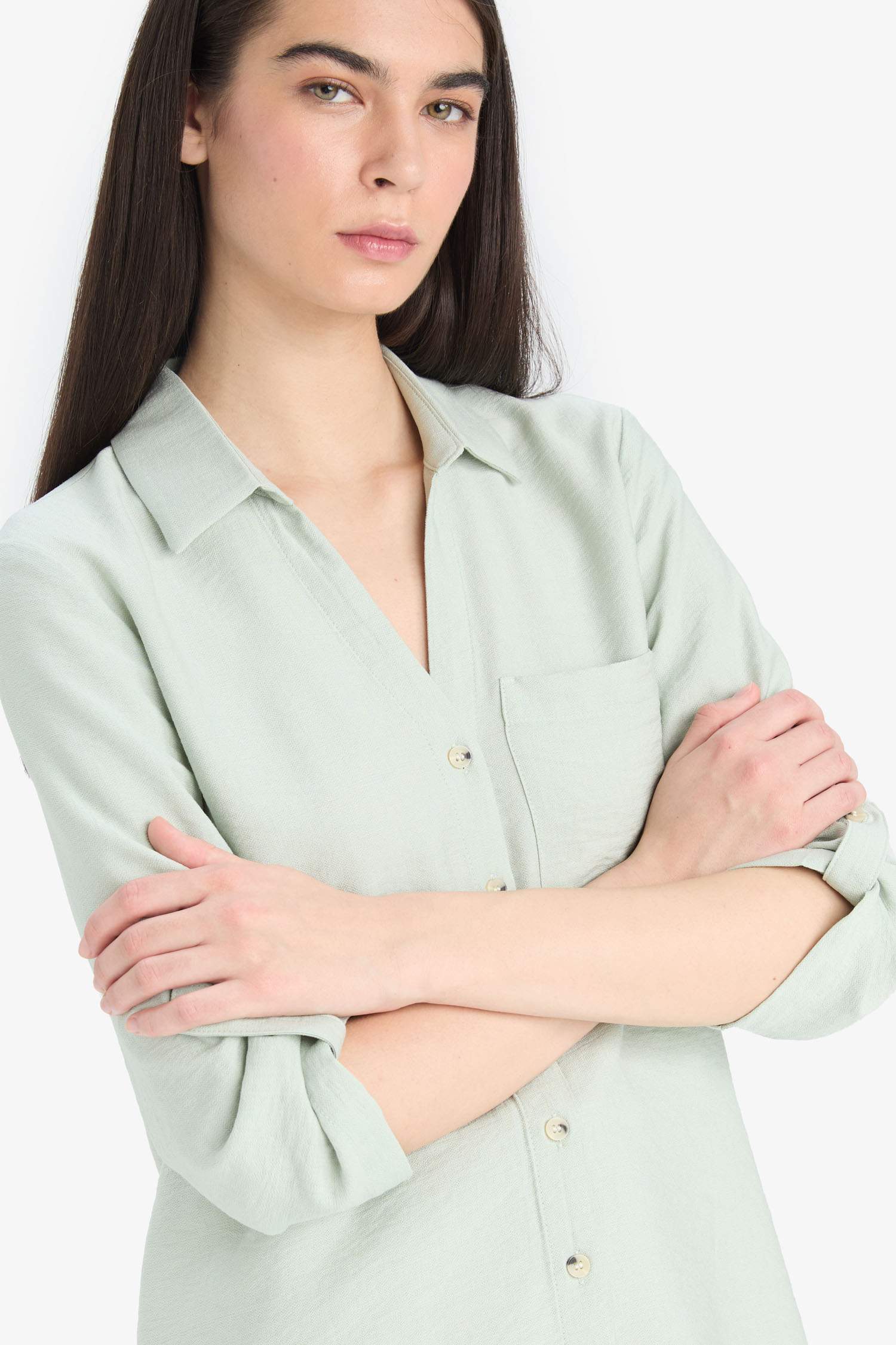 Regular Fit Shirt Collar Long Sleeve Shirt