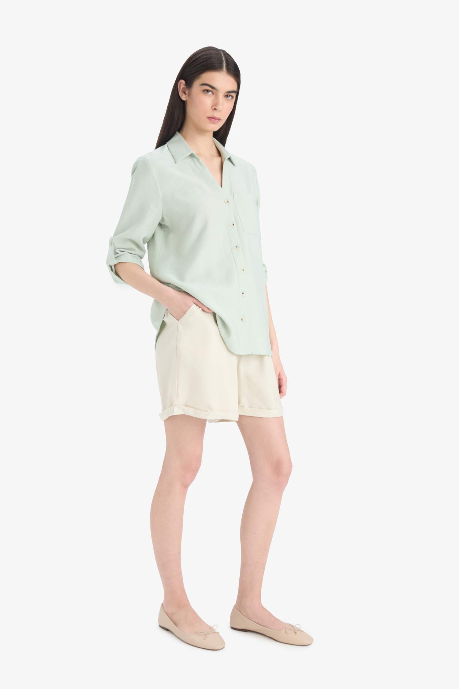 Regular Fit Shirt Collar Long Sleeve Shirt