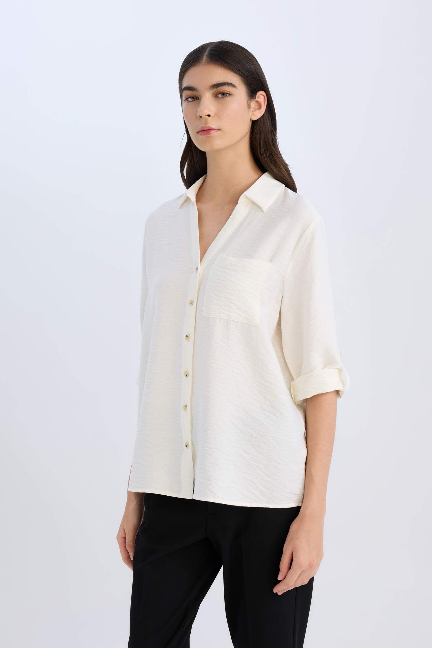 Regular Fit Basic Düz Uzun Kollu Gömlek