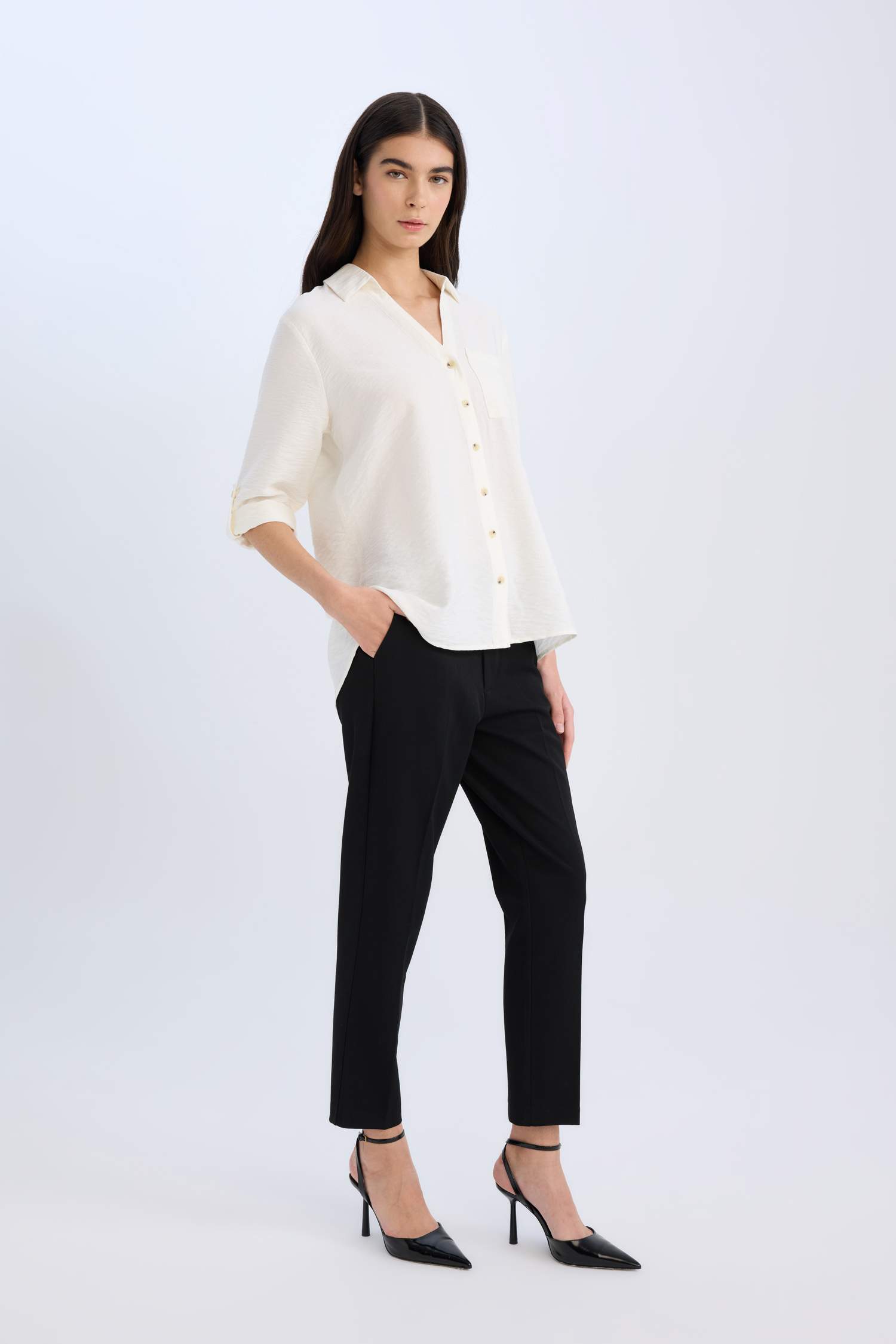 Regular Fit Basic Düz Uzun Kollu Gömlek