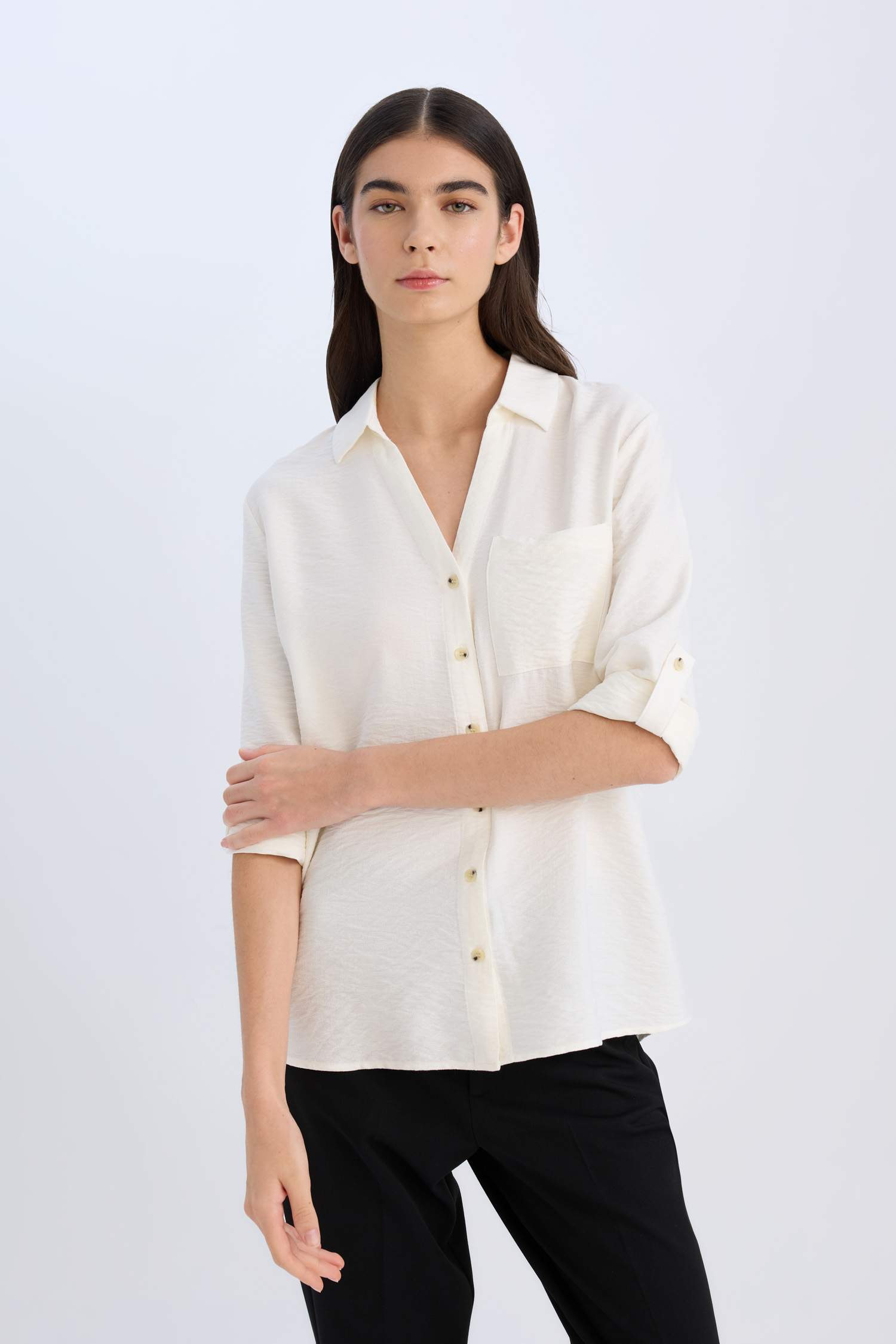 Regular Fit Basic Düz Uzun Kollu Gömlek