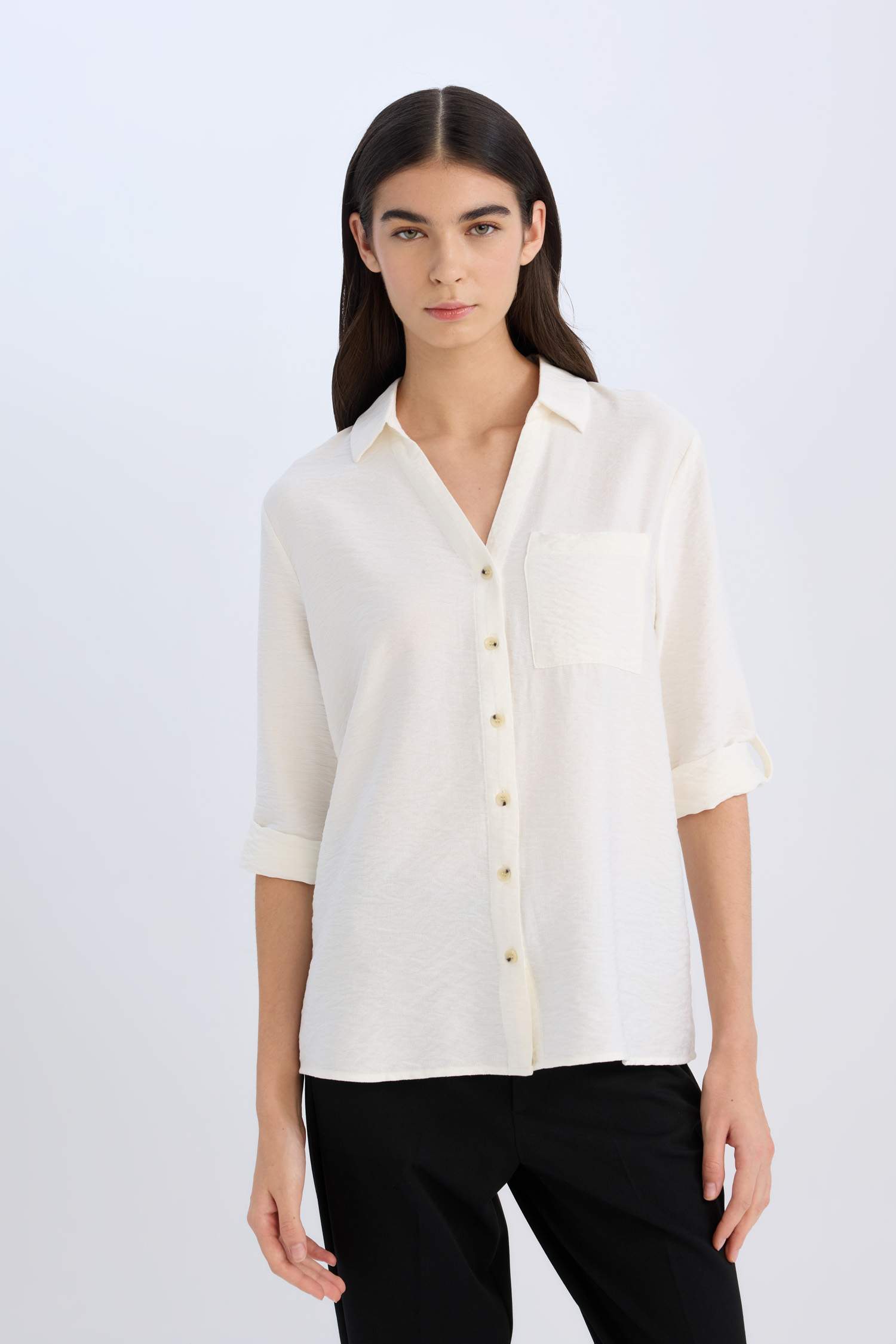 Regular Fit Basic Düz Uzun Kollu Gömlek