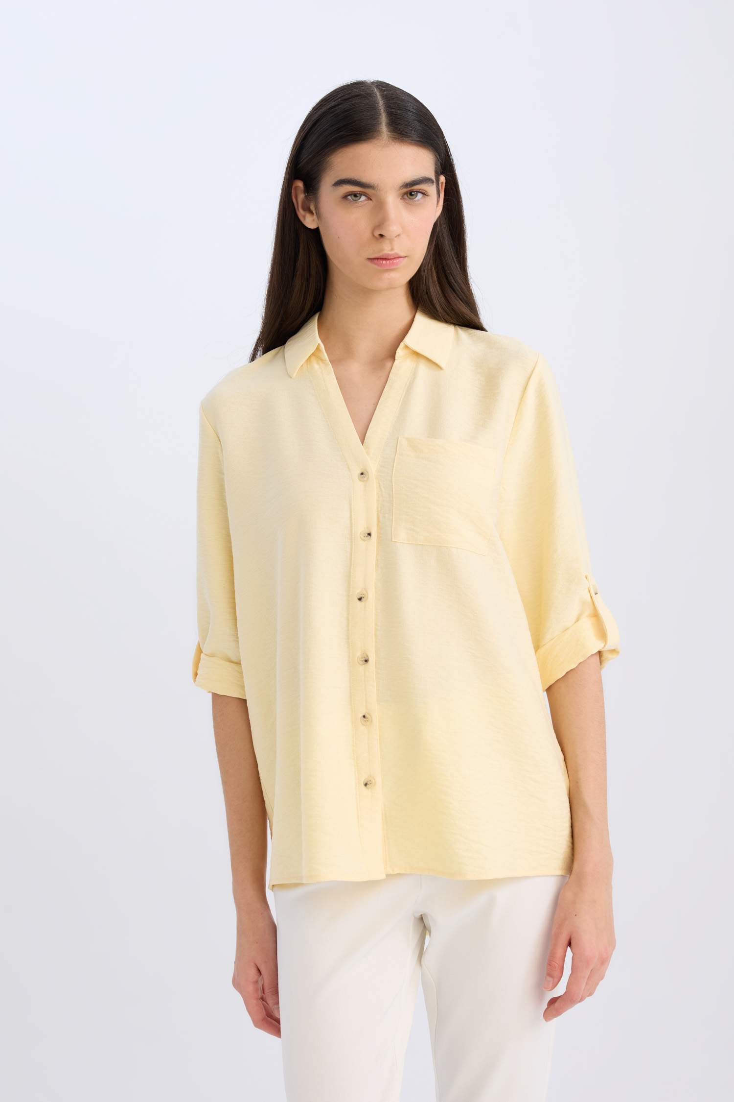 Regular Fit Basic Düz Uzun Kollu Gömlek