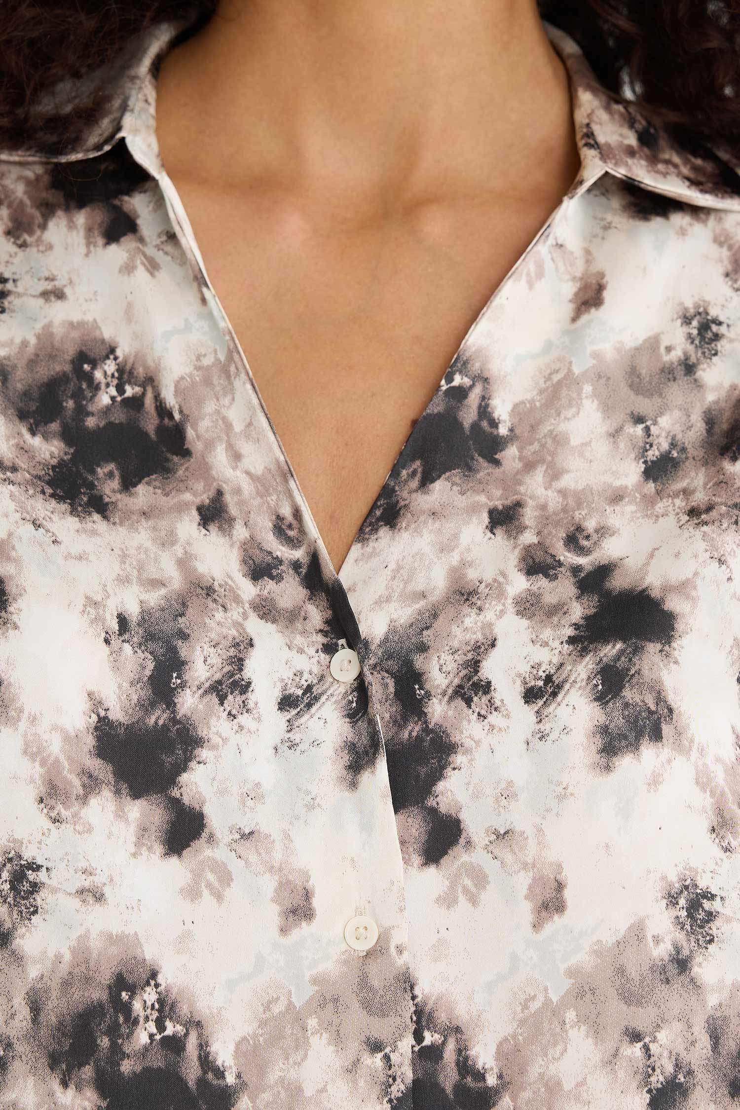 قميص ستان ردن طويل مطبوع اوفر سايز