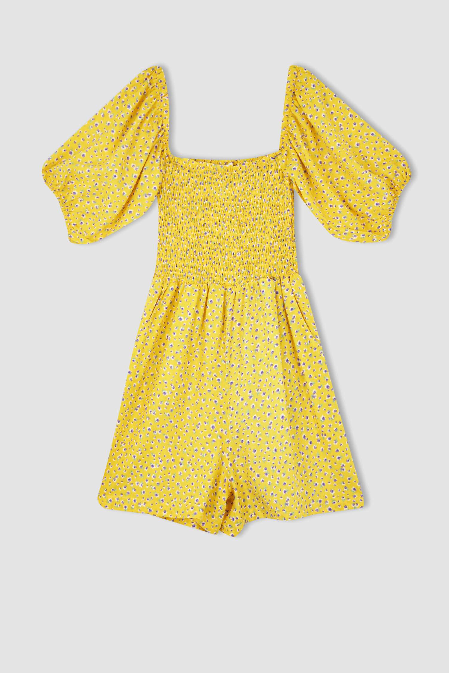 Боди с цветочным принтом с квадратным вырезом