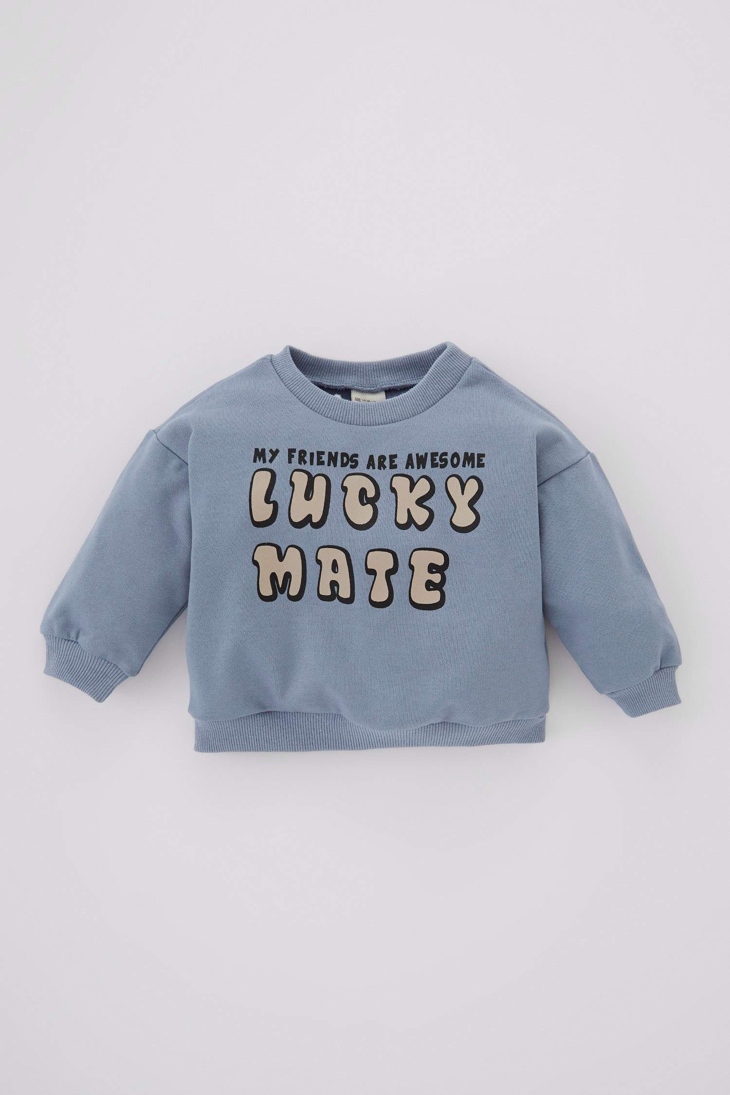 Blue BABY BOY Baby Boy Printed Crew Neck Sweatshirt 2695838 DeFacto