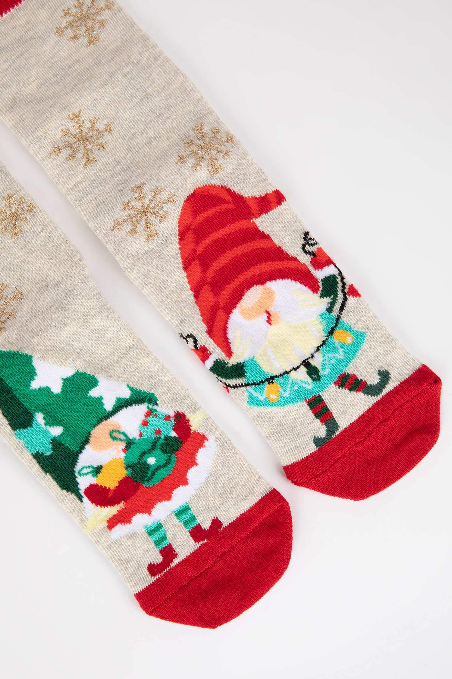 Длинные новогодние носки из хлопка для женщин, 2 пары