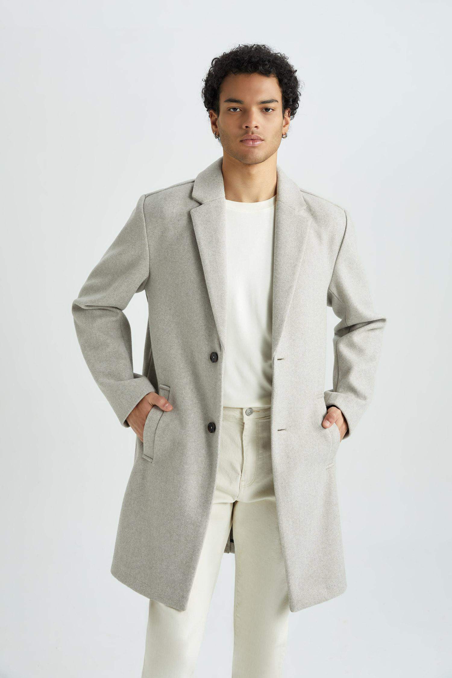 Relax Fit Ceket Yaka Kaşe Kaban