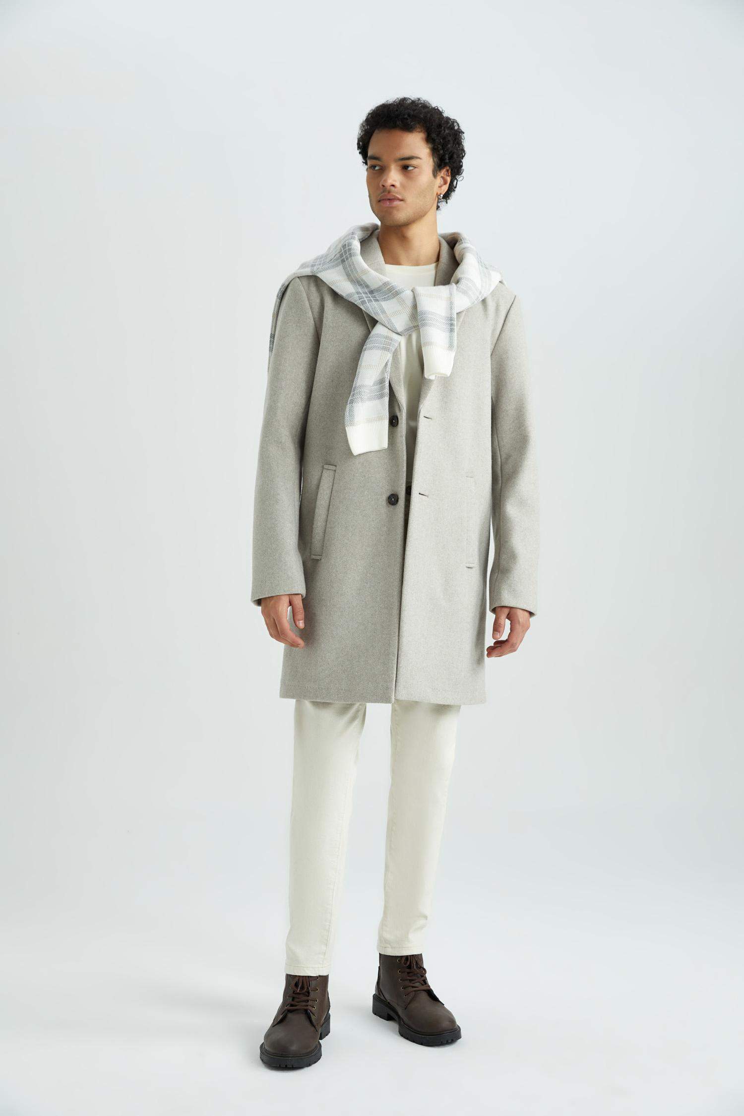 Relax Fit Ceket Yaka Kaşe Kaban