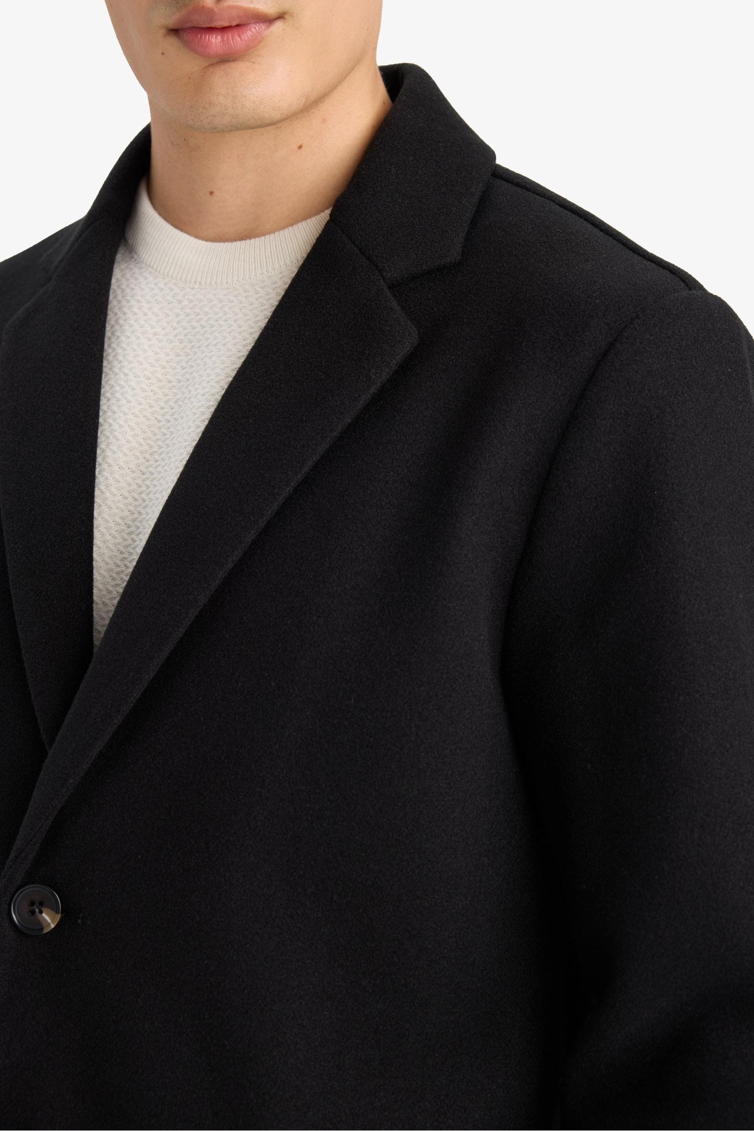 معطف قصة مريحة بياقة بليزر