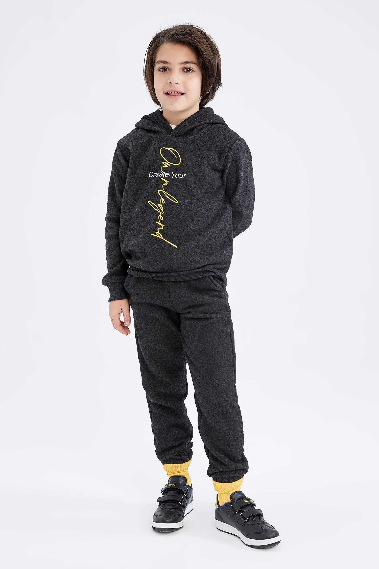 Anthracite BOYS & TEENS Regular Fit Hooded Sweatshirt 2710100 | DeFacto