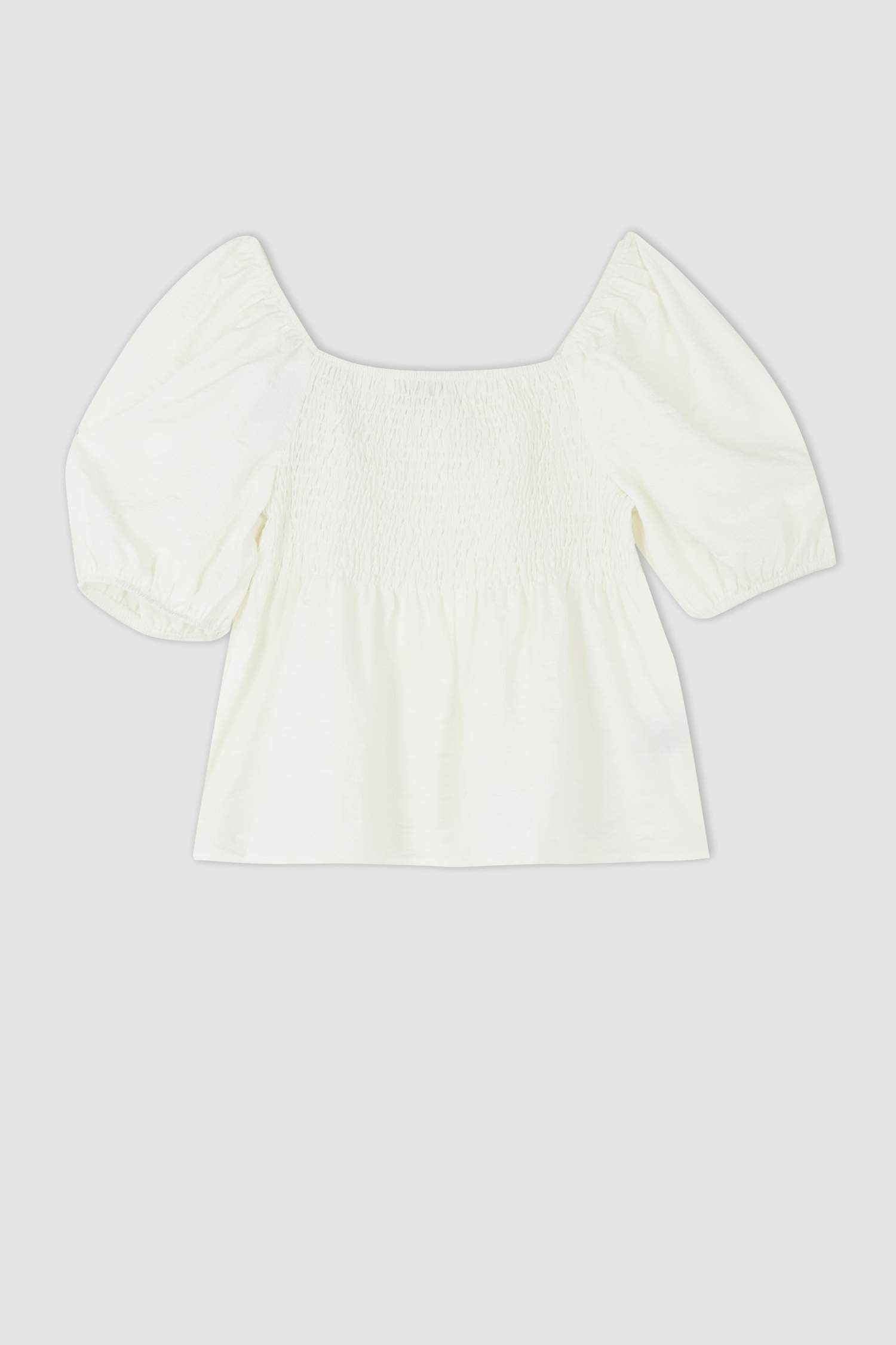 Blouse à Manches Courtes Coupe Slim Col Carré