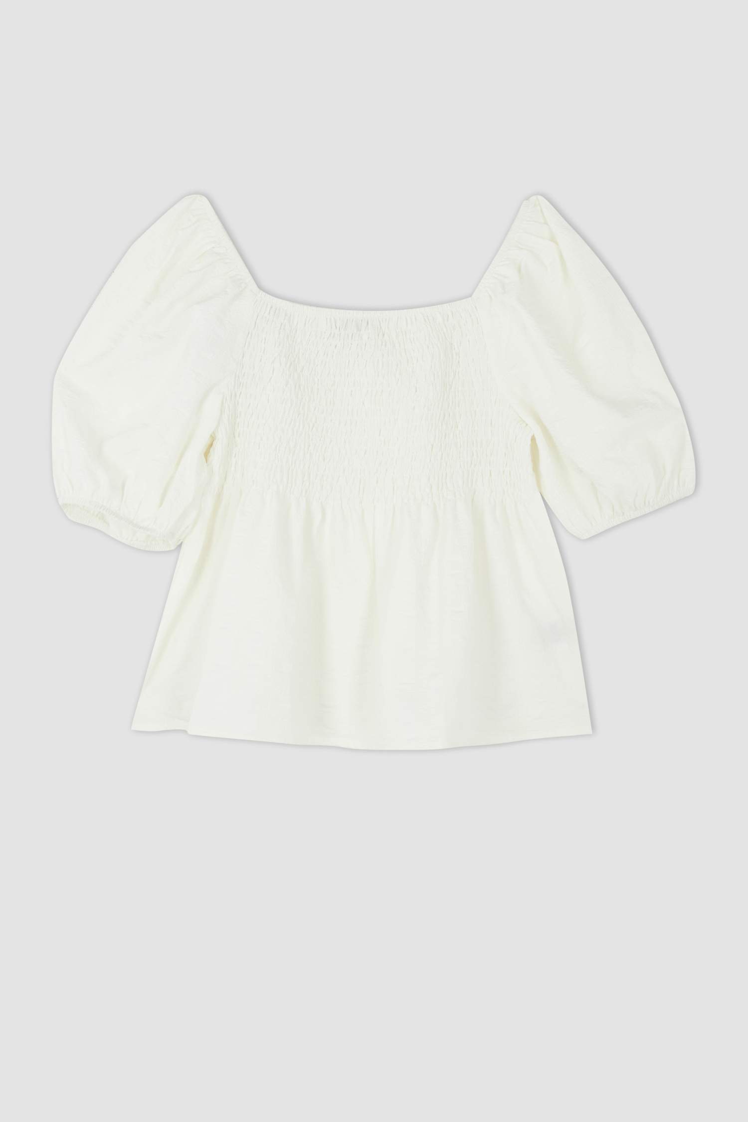 Blouse à Manches Courtes Coupe Slim Col Carré