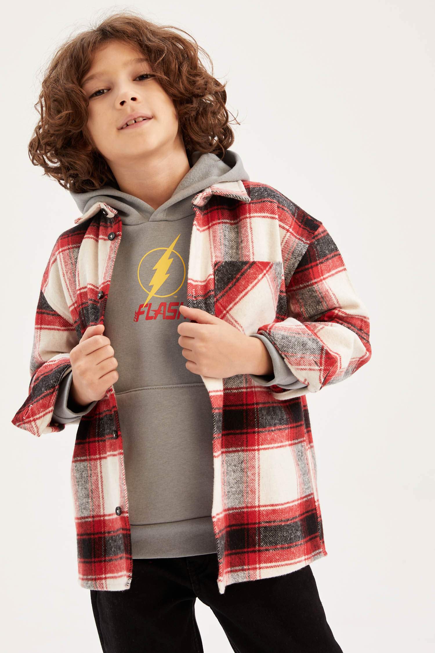 Рубашка оверсайз с длинным рукавом для мальчиков