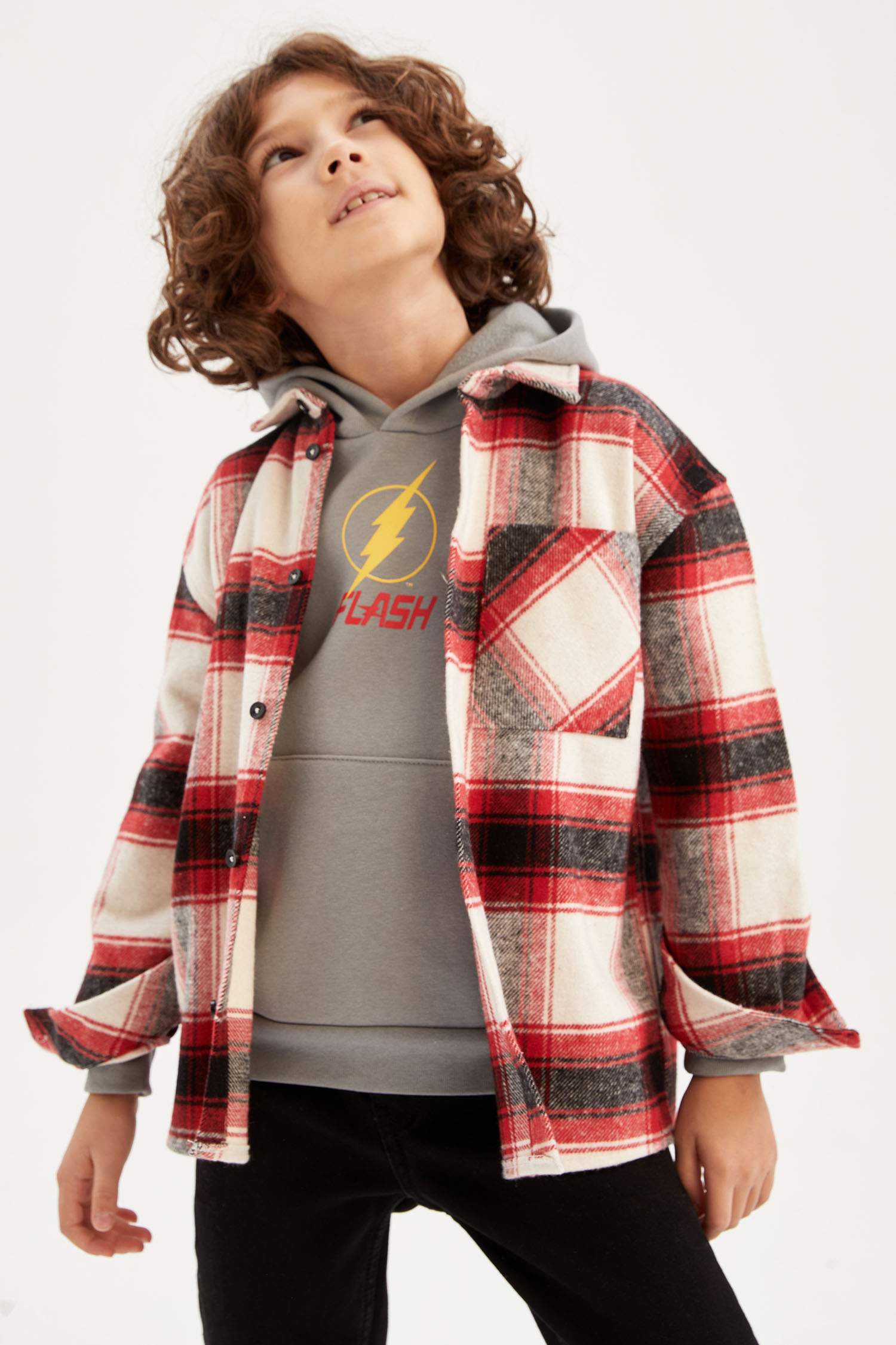 Рубашка оверсайз с длинным рукавом для мальчиков