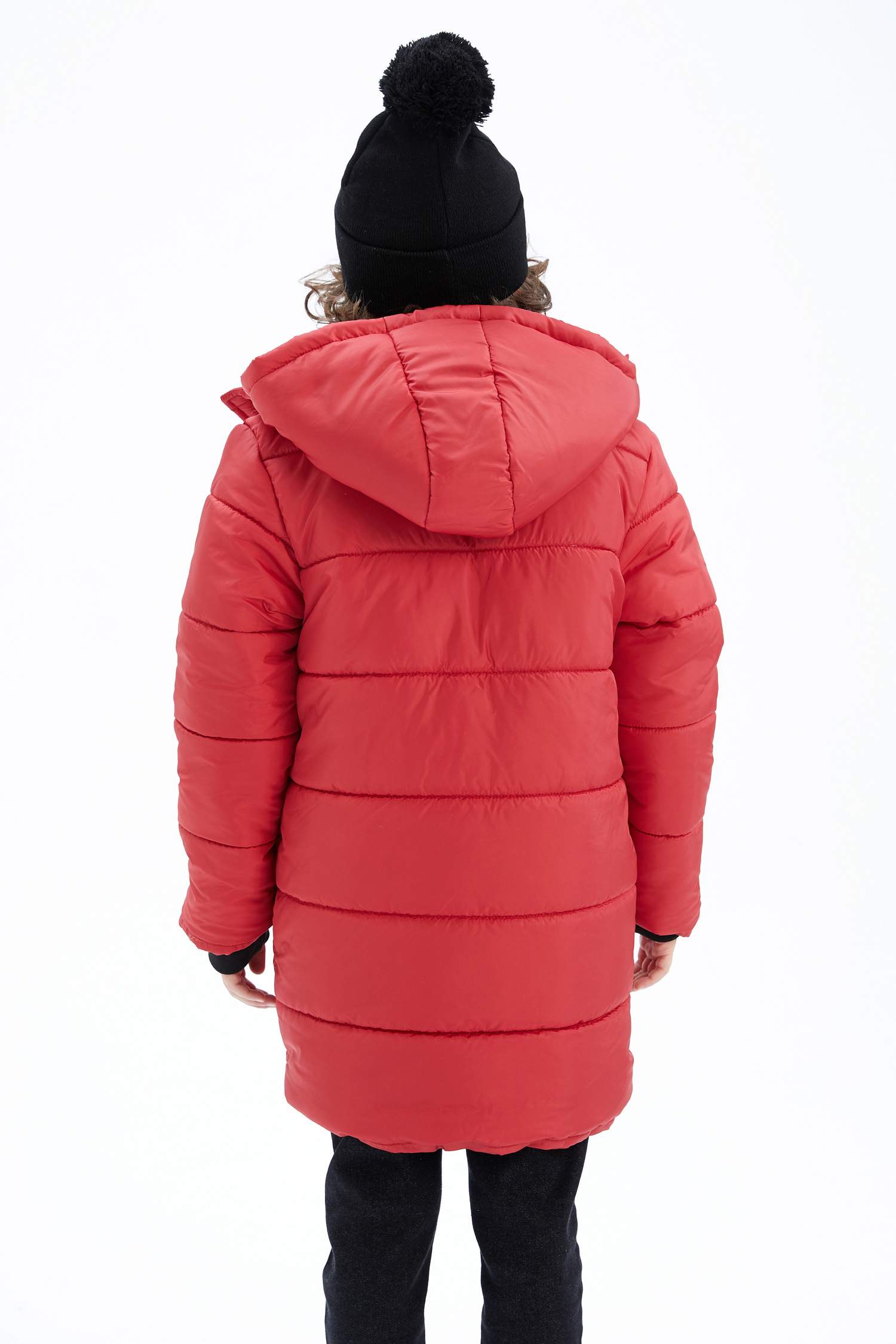 Ұлдарға бас киімді шерпа Пальто