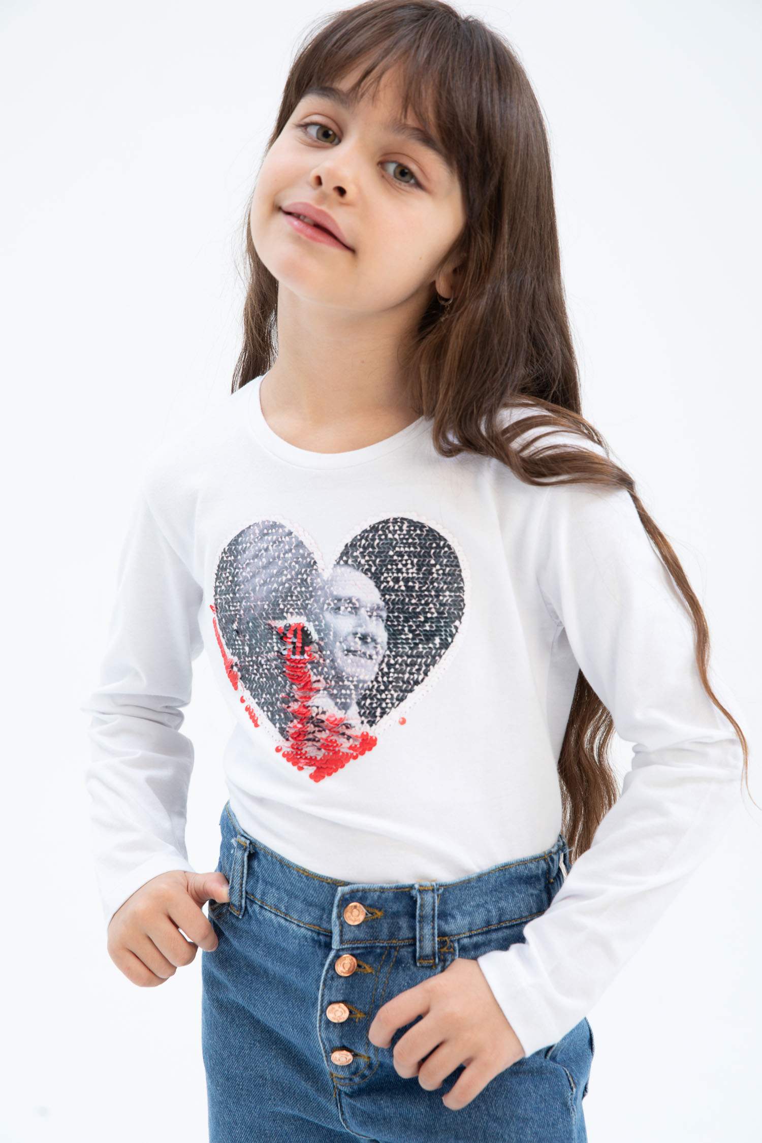 White GIRLS & TEENS Girl Crew Neck Long Sleeved TShirt 2690803 DeFacto