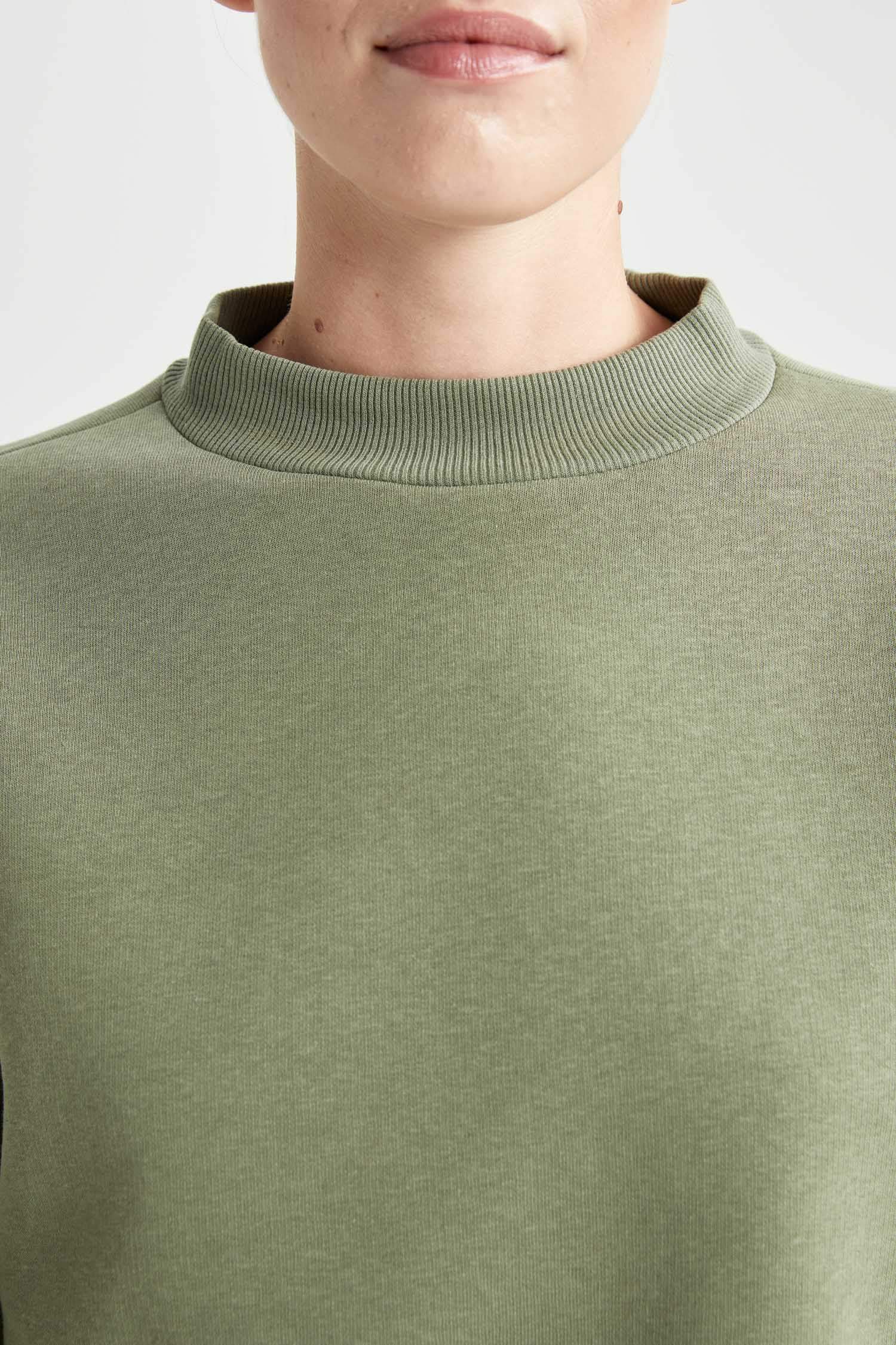 Crew Neck Thick Crop Sweatshirt