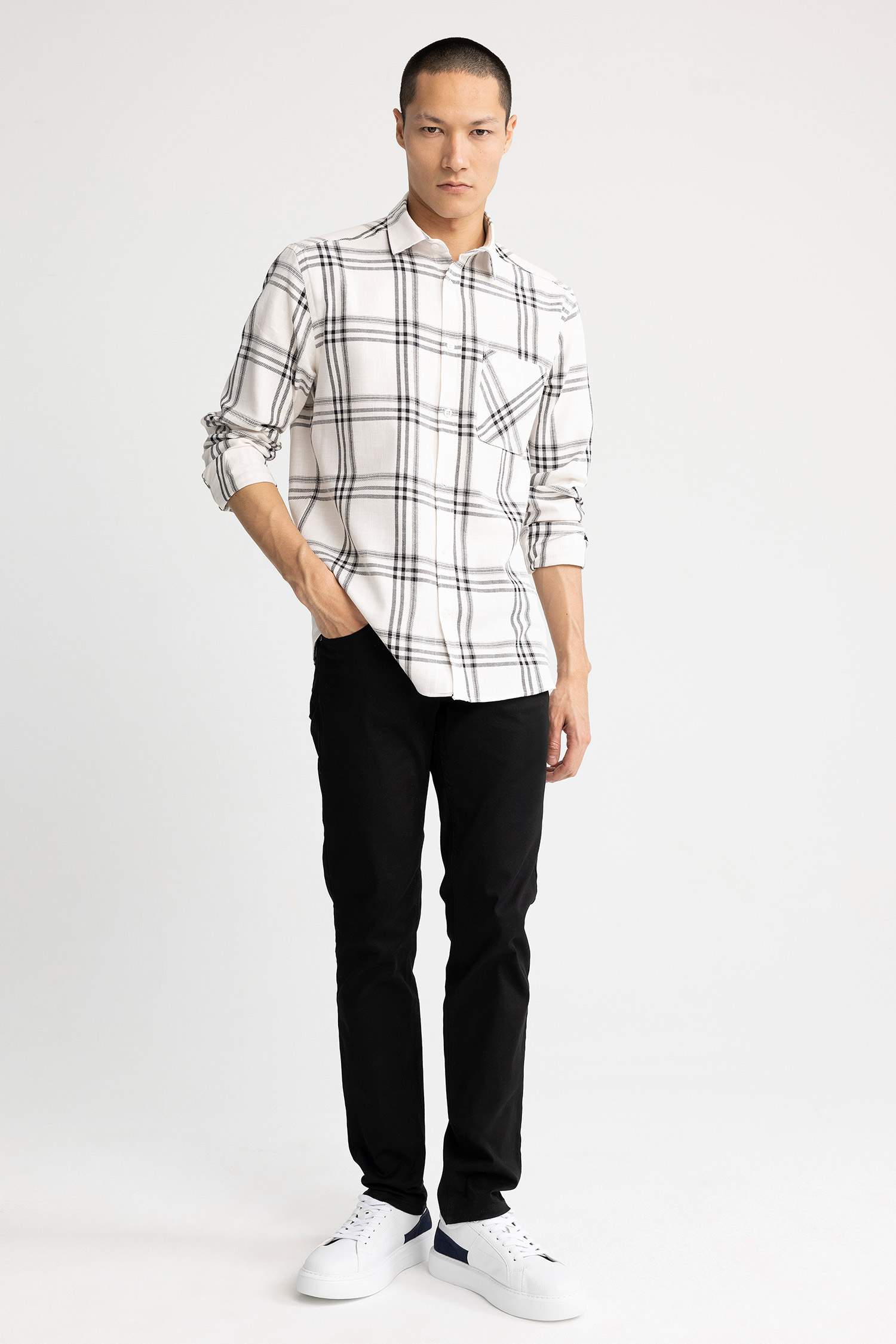 поло жаға мақта Ұзын жеңді көйлек