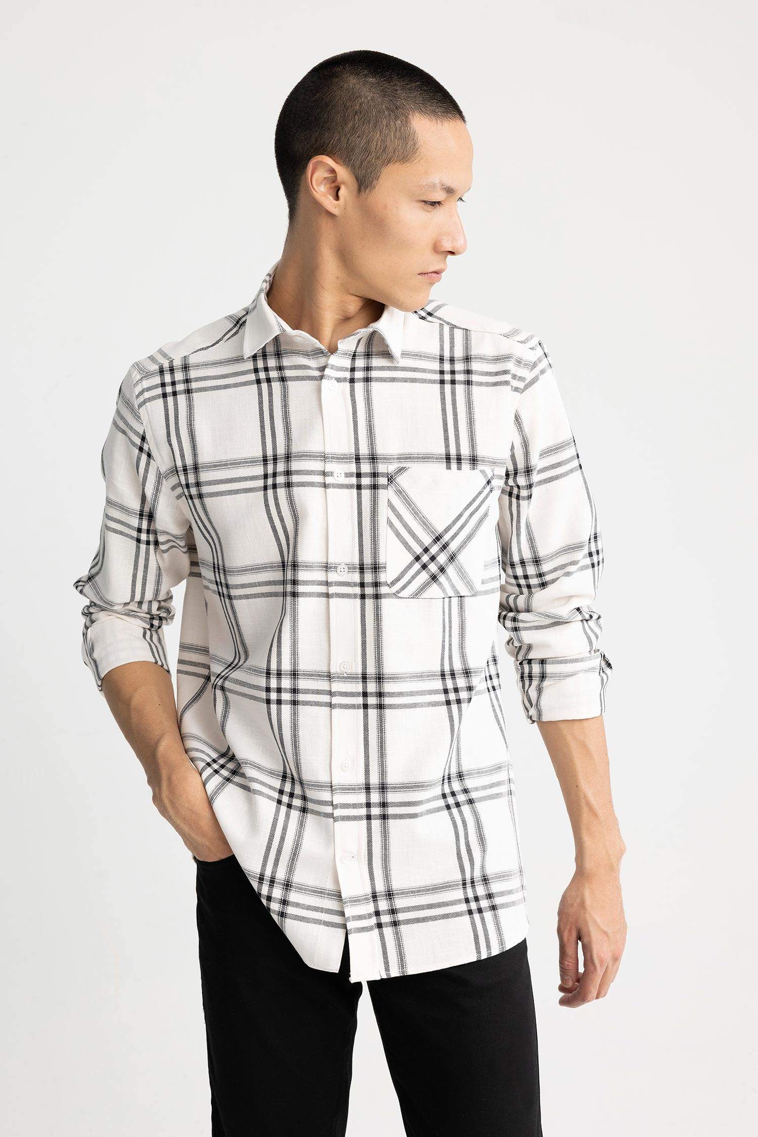 поло жаға мақта Ұзын жеңді көйлек