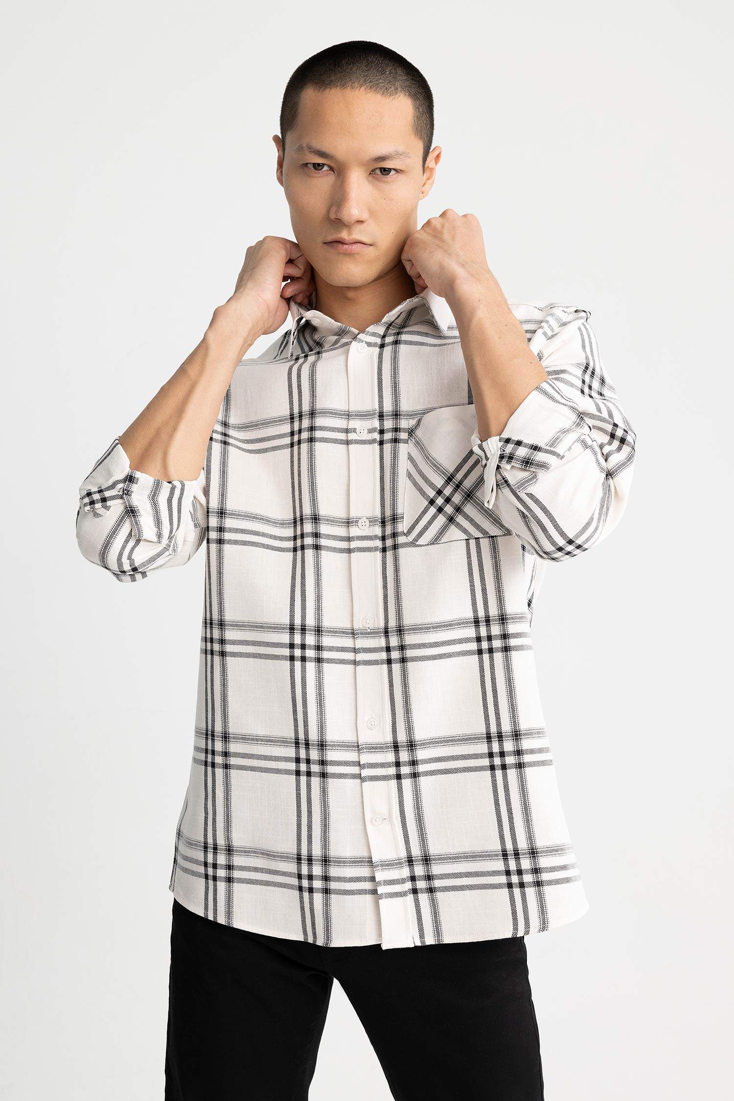 поло жаға мақта Ұзын жеңді көйлек